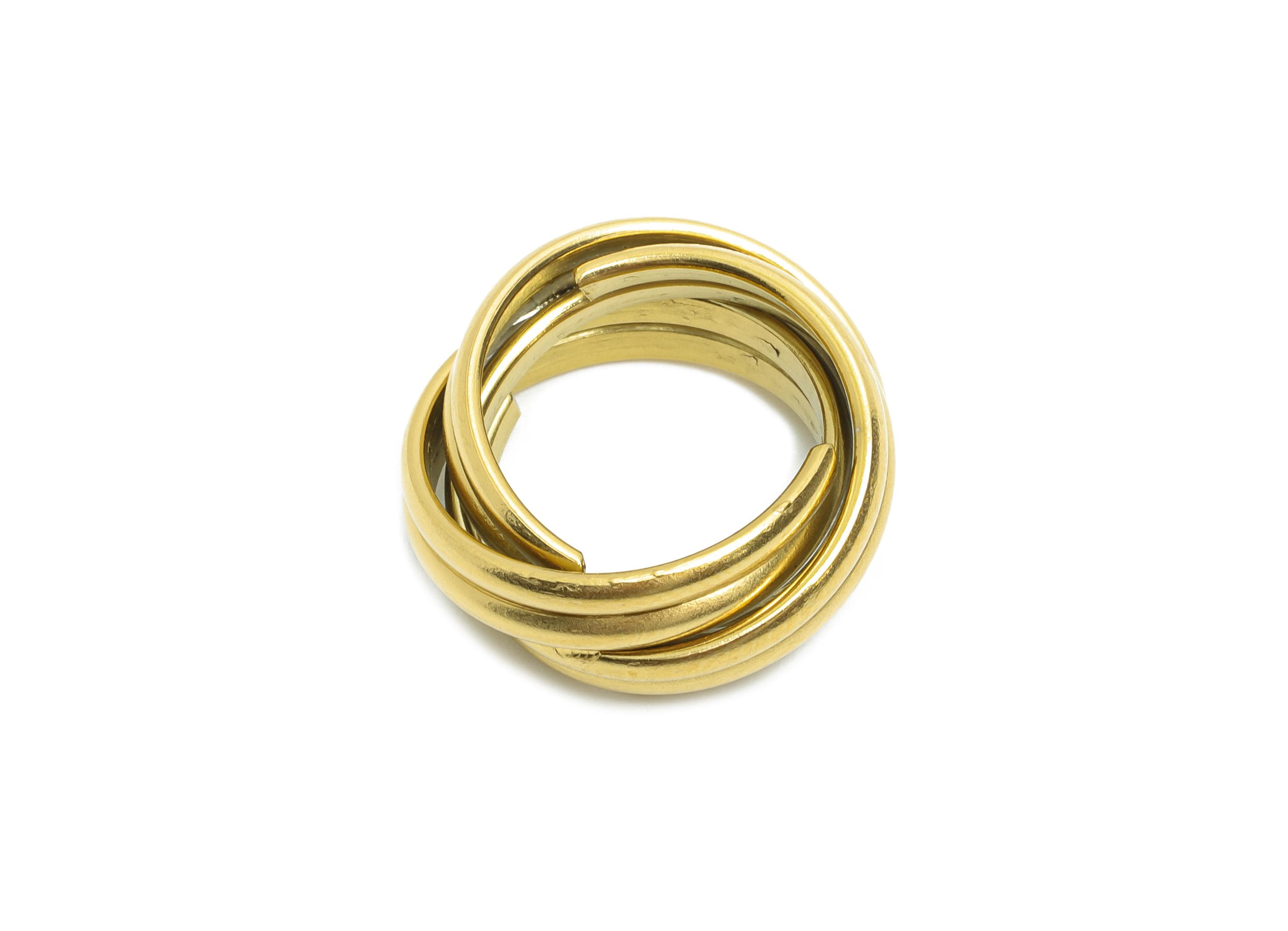 Steel Circle Charms - Layered Geometric Metal Charms - Timeless Interlocking Circle Charms - Steel Gold Tone Plated - 18x18.5x7mm - SS2056G - DOMEDBAZAAR