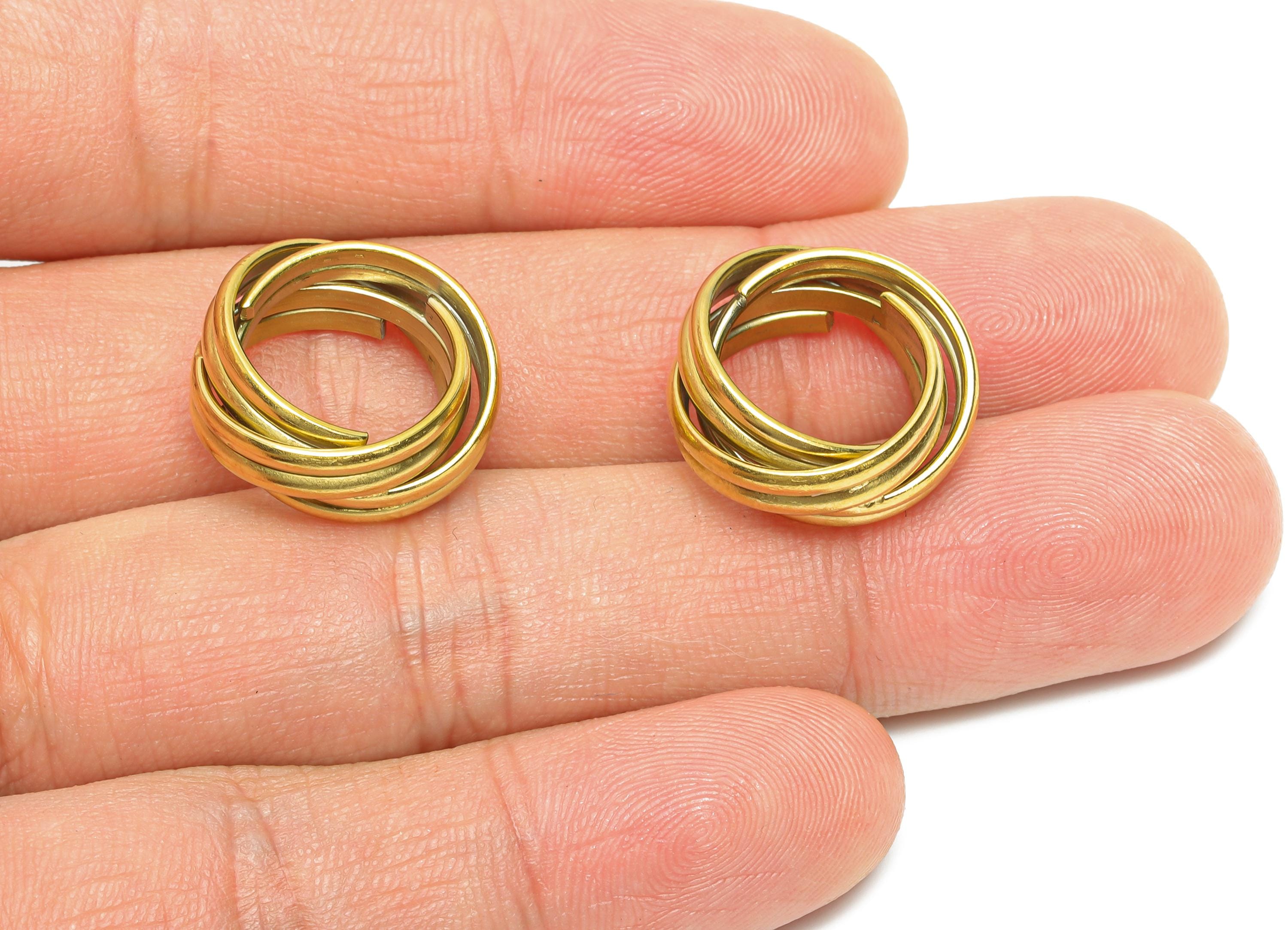 Steel Circle Charms - Layered Geometric Metal Charms - Timeless Interlocking Circle Charms - Steel Gold Tone Plated - 18x18.5x7mm - SS2056G - DOMEDBAZAAR