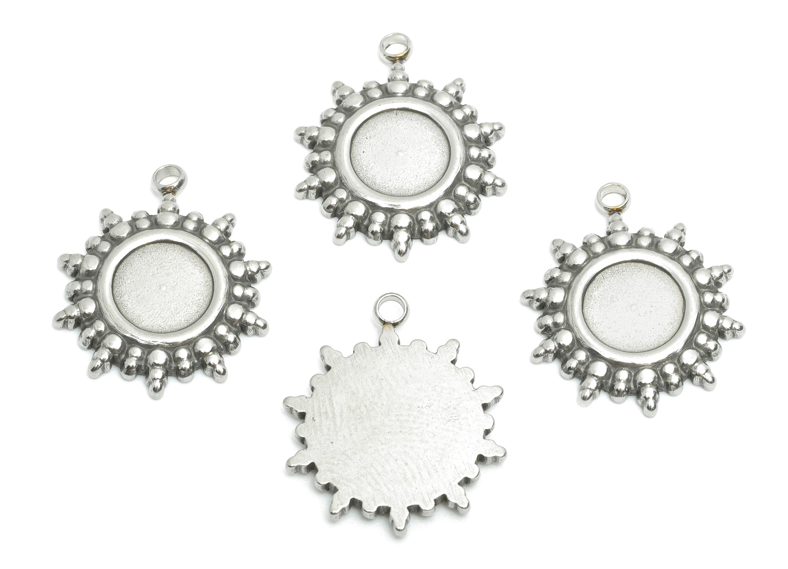 Stainless Steel Sunburst Pendant - Celestial Sun Pendant for Necklace - Antique Sunshine Charm - Steel Jewelry Making - 20.9x18x2mm - SS2195 - DOMEDBAZAAR