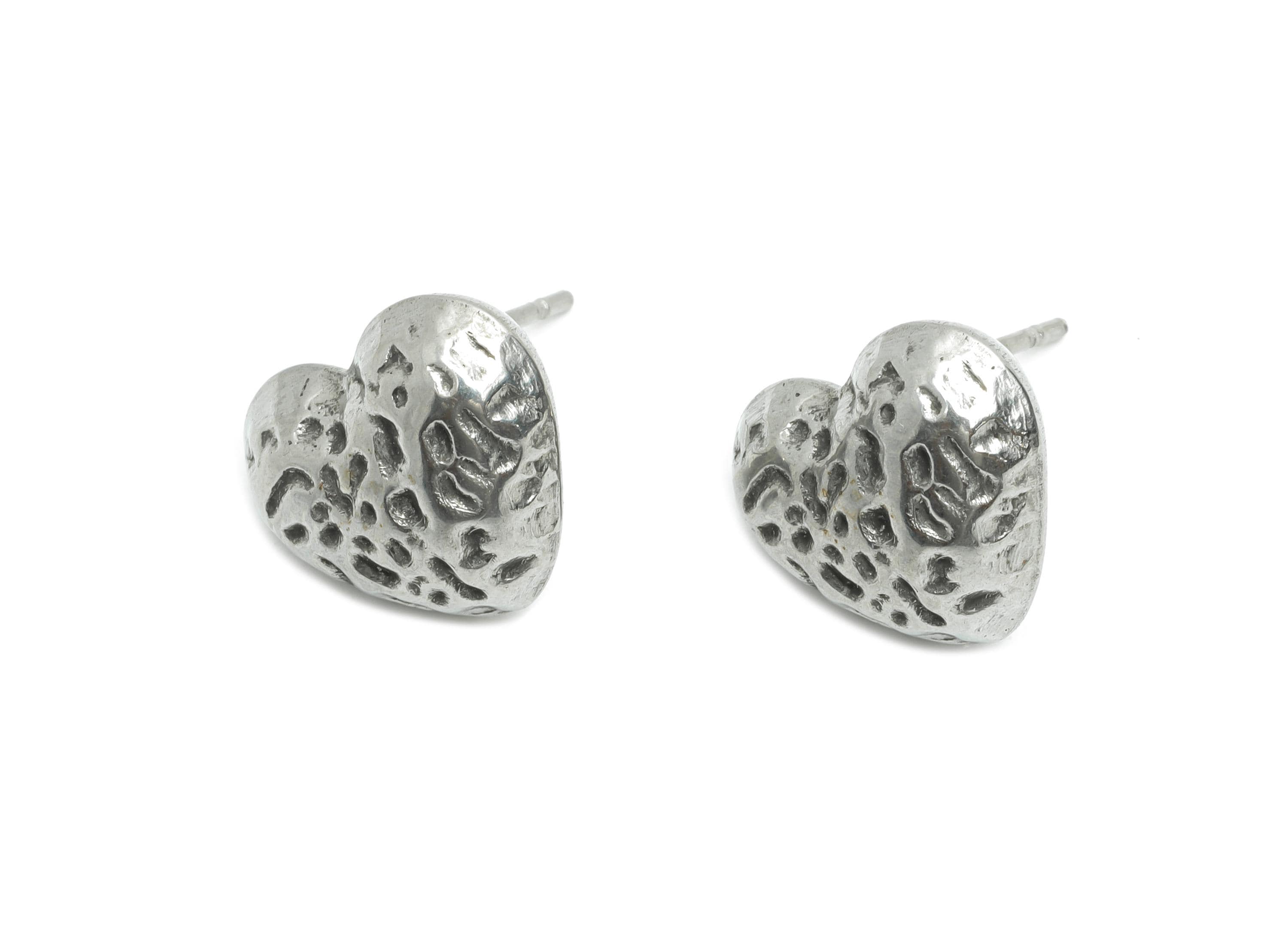 Steel Heart Earring Studs - Small Textured Heart Earring Post - Vintage Textured Heart Studs - Steel Jewelry Finding - 11x13x4.84mm - SS2176 - DOMEDBAZAAR