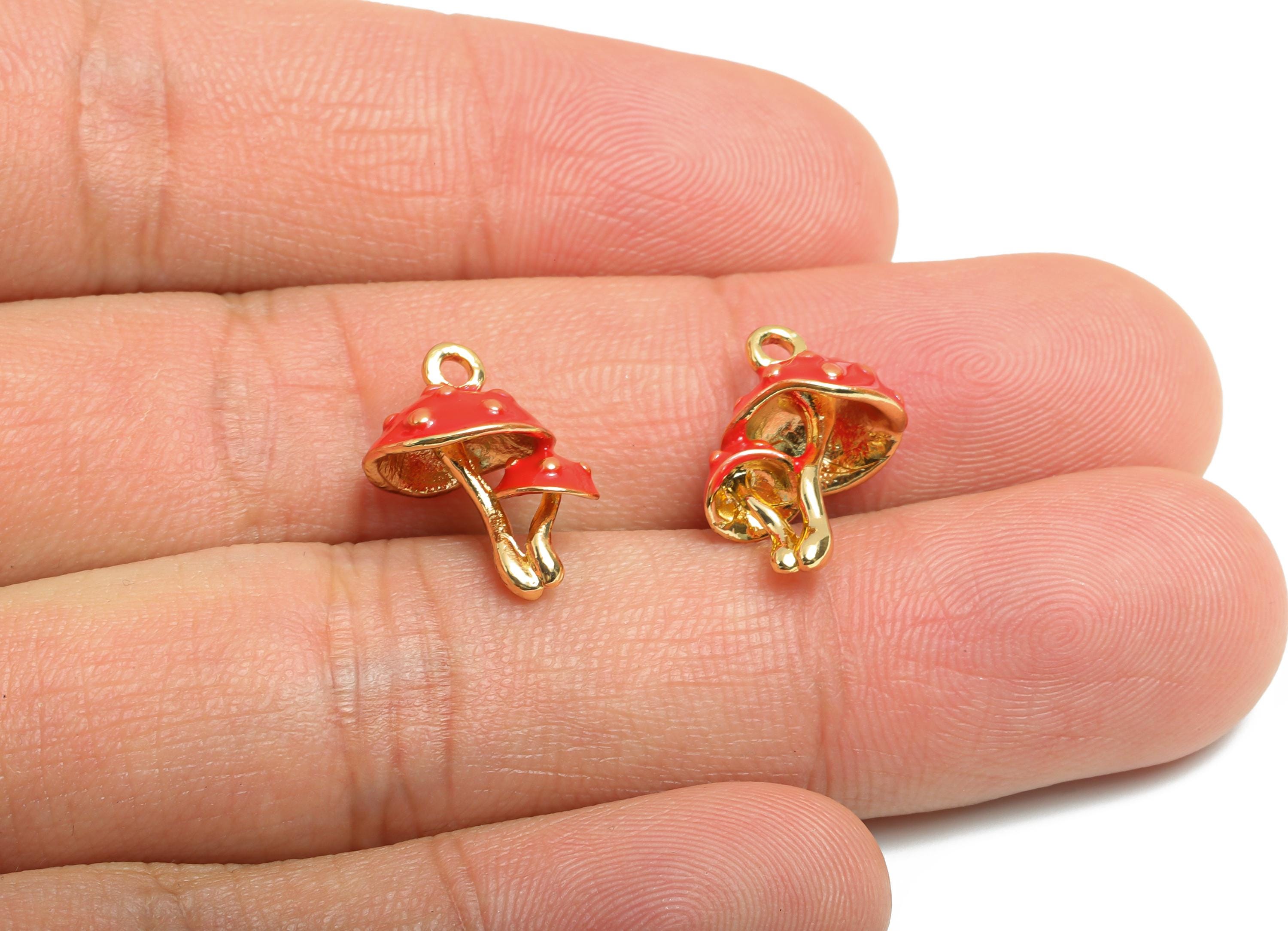 Alloy Mushroom Charms - Colorful Enamel for Bracelet - Refined Double Mushroom Charm - DIY Enamel Jewelry Supplies - 16x12.6x9mm - ZZ2111 - DOMEDBAZAAR
