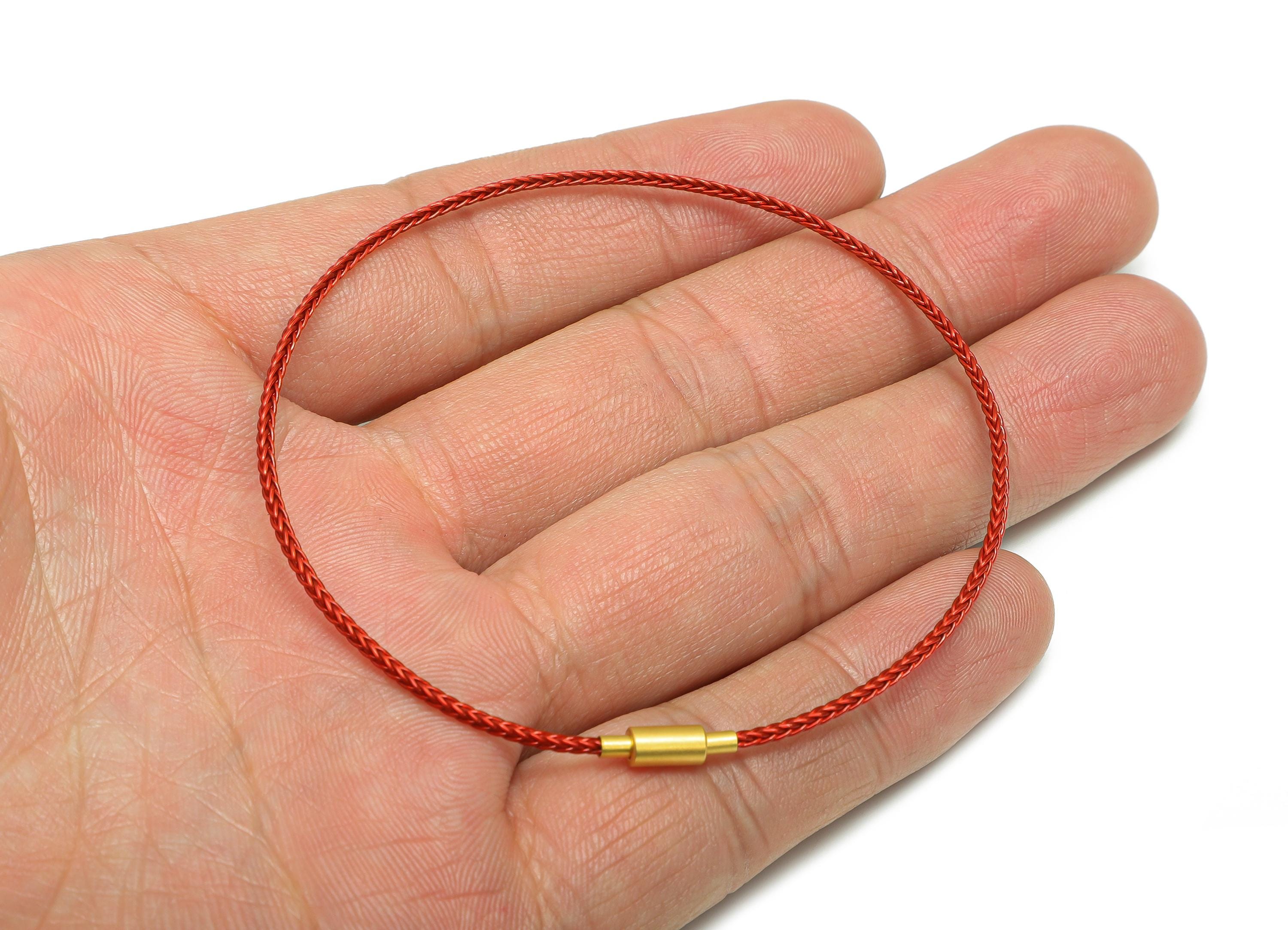 1.5mm Twisted Cable Bracelet - Red Stainless Steel 65cm DIY Beading Cord - Unisex Openable Clasp Bracelet Bangle - Bracelet Making - HM1071B - DOMEDBAZAAR