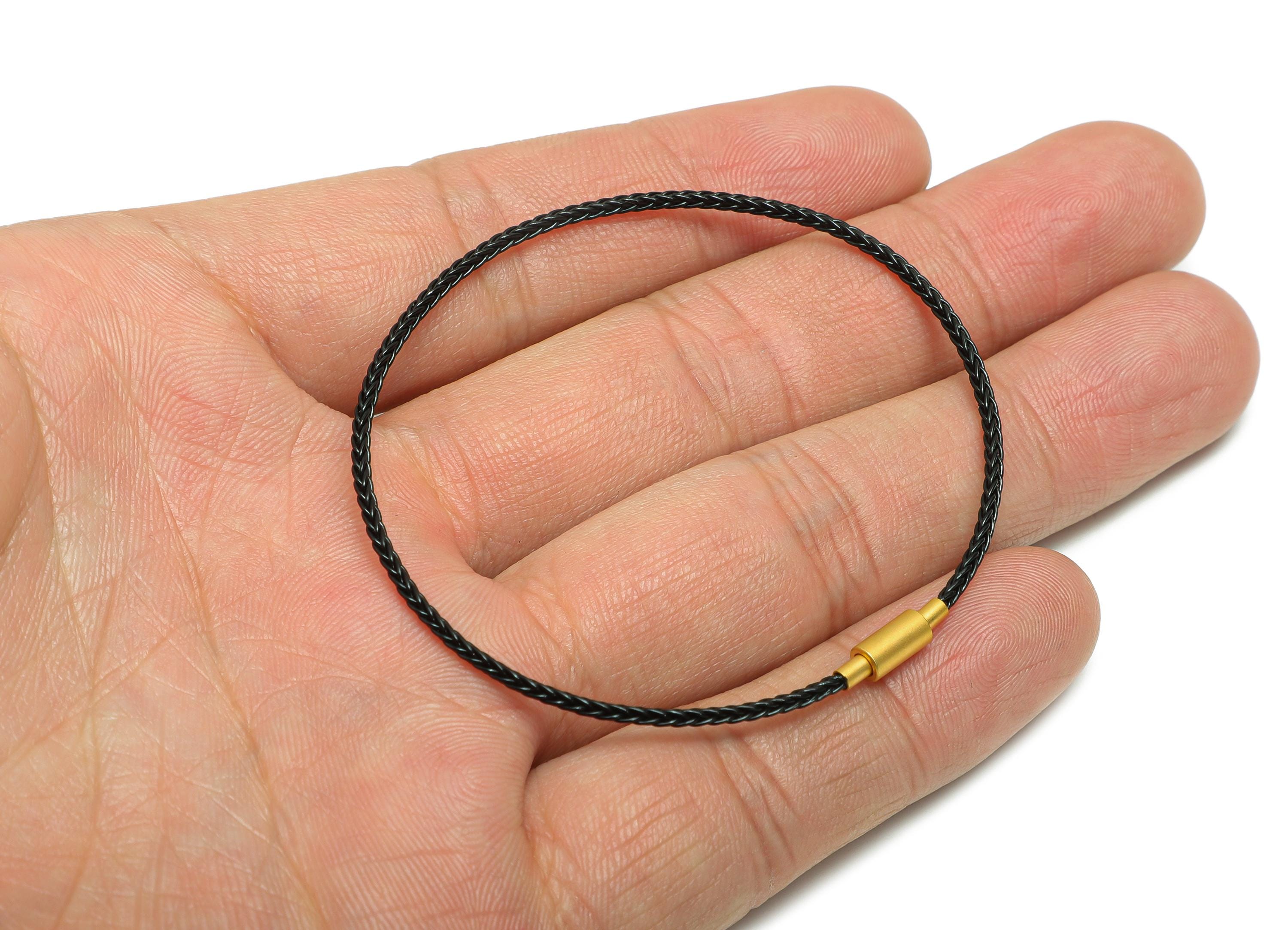 1.5mm Twisted Cable Bracelet - Stainless Steel Black DIY Beading Cord - Unisex 65cm Openable Clasp Bracelet Bangle - Bracelet Making-HM1071C - DOMEDBAZAAR