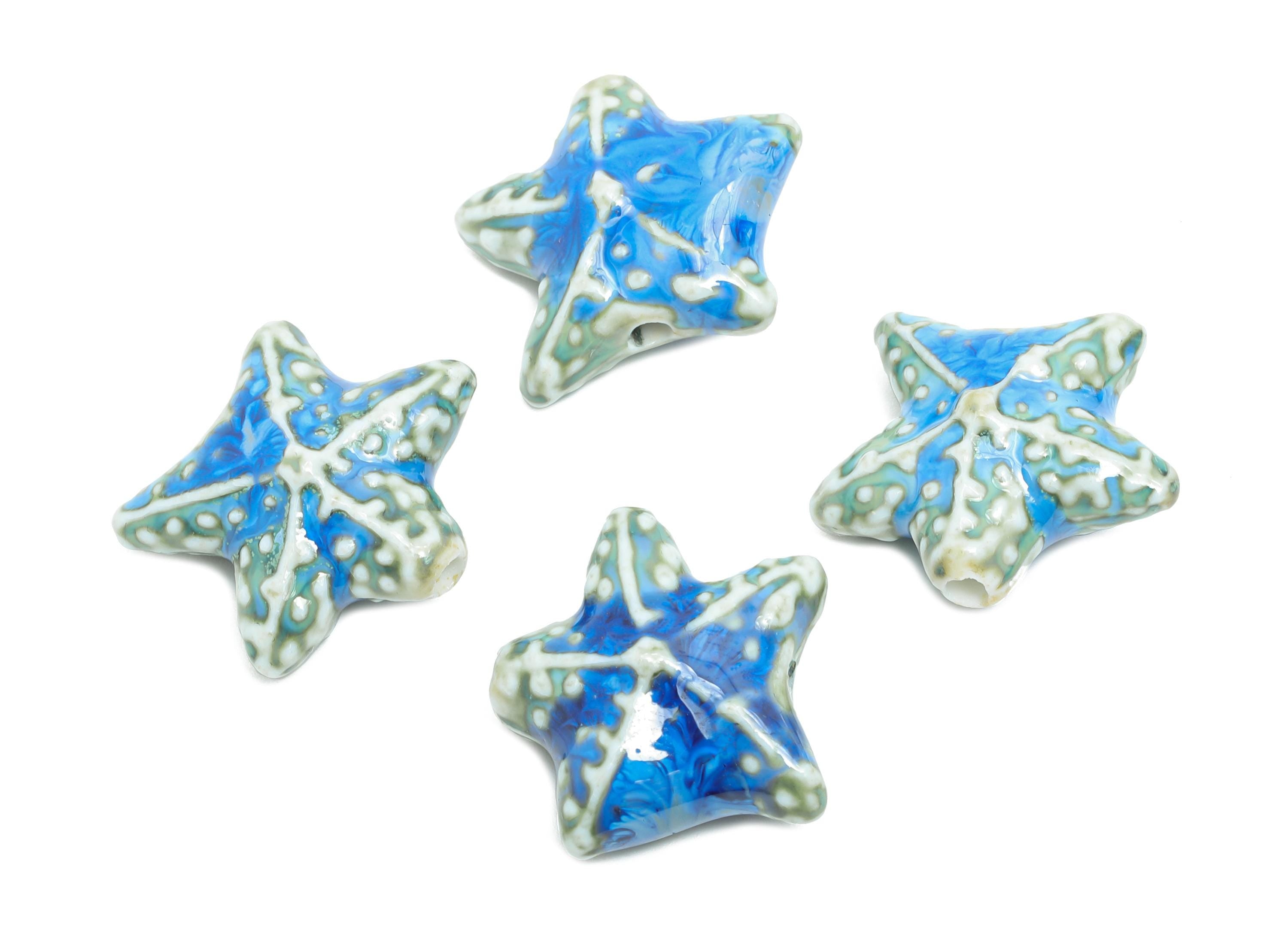 Glazed Ceramic Starfish Bead - Starfish Ceramic Bead - Marine Life Bead for Jewelry Making - Nautical Starfish Pendant - 21x20x9mm - NS2772 - DOMEDBAZAAR