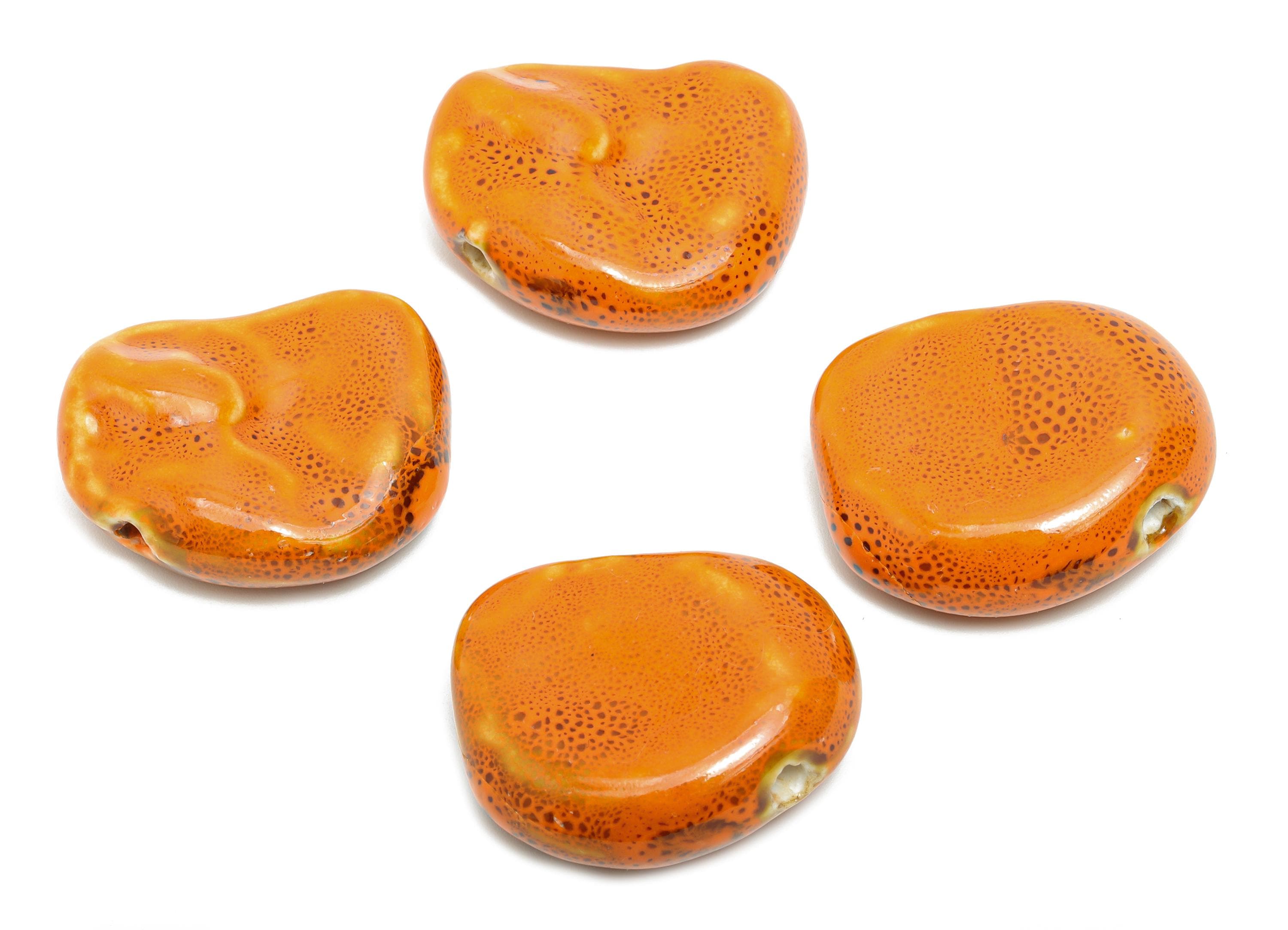 Glazed Ceramic Geometric Beads - Unique Beads Components for Necklace - Abstract Beads - Handmade Making DIY - 32.78x26.82x11.56mm - NS2777B - DOMEDBAZAAR