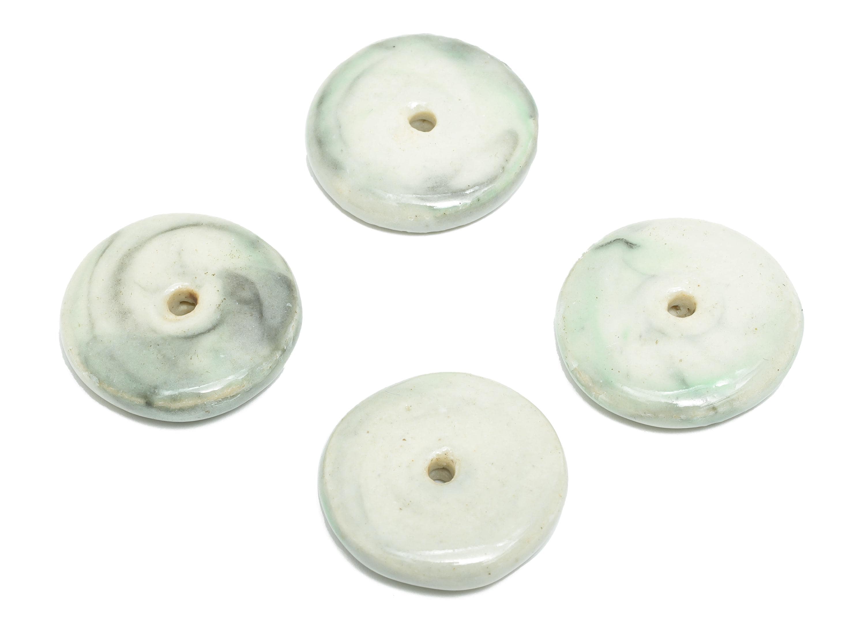 Glazed Ceramic Donut Bead - Round Porcelain Pendant - Minimalist Artisan Bead - Boho Fish Bead for DIY Jewelry - 21x21x5.03mm - NS2770 - DOMEDBAZAAR