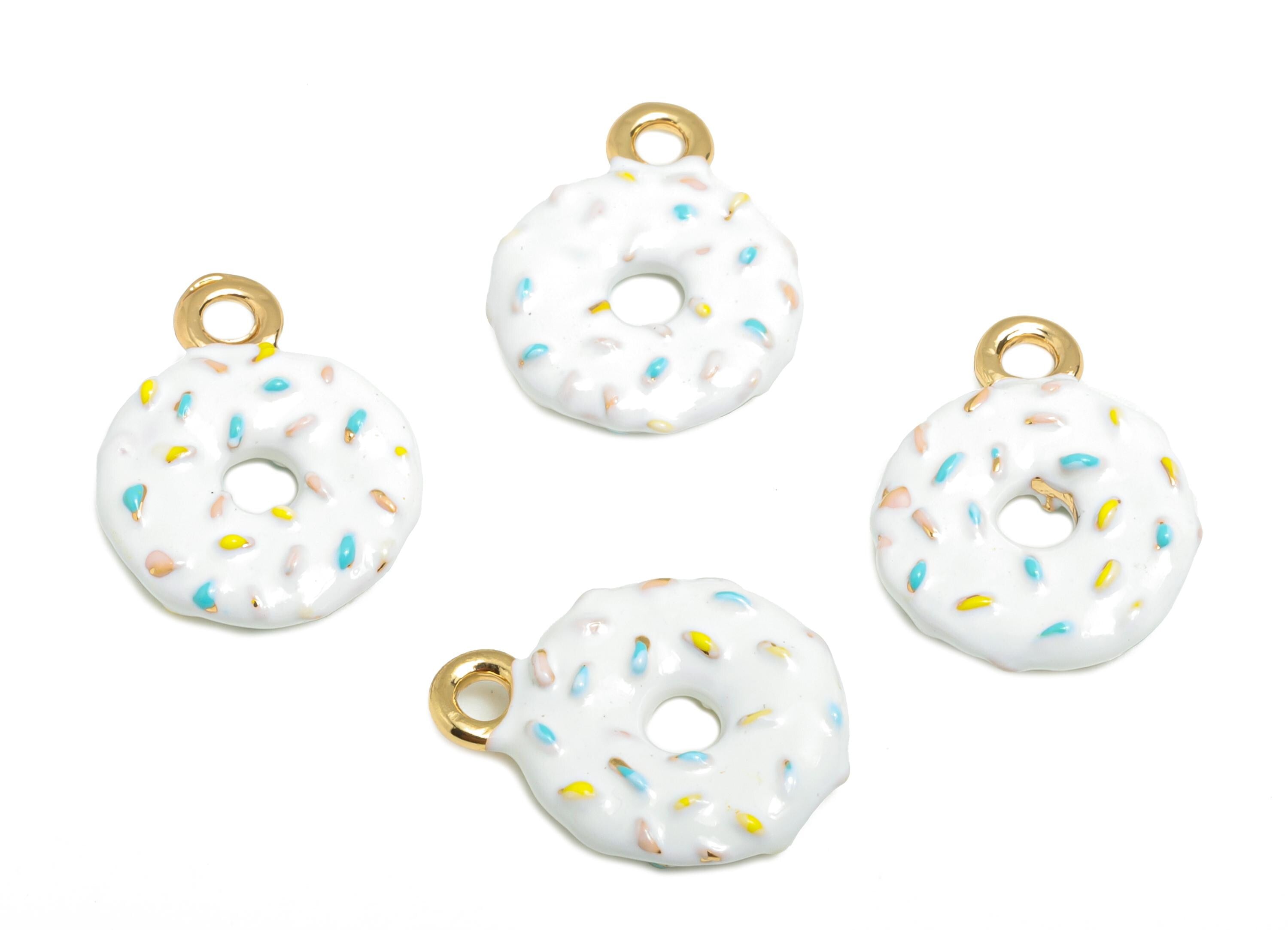 Alloy Donut Charms - Enamel Sweet Pendant - Kawaii Donut Charms - Miniature Dessert Charm - Whimsical Donut Jewelry - 14x11x2.9mm - ZZ2127 - DOMEDBAZAAR