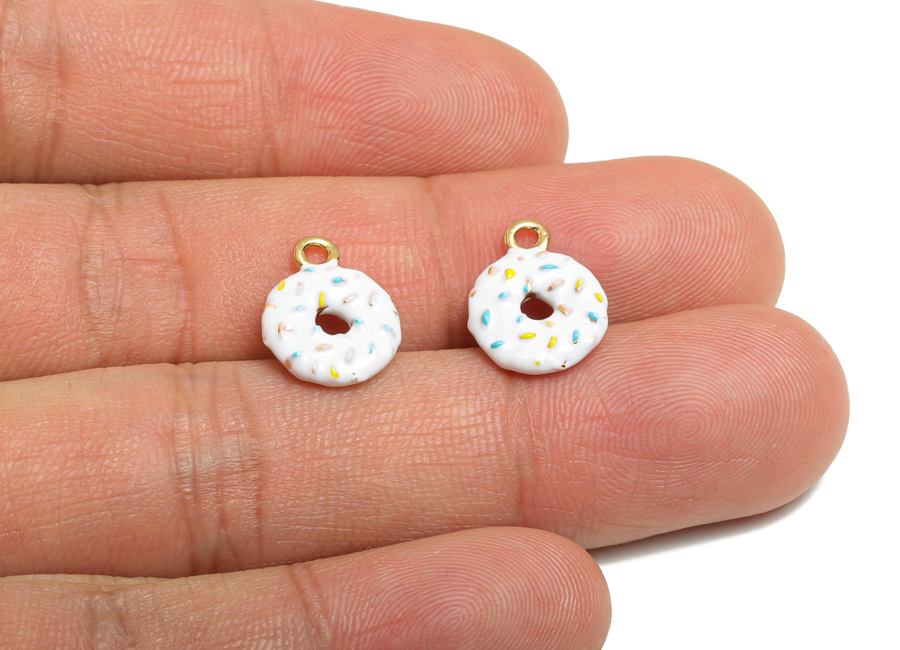 Alloy Donut Charms - Enamel Sweet Pendant - Kawaii Donut Charms - Miniature Dessert Charm - Whimsical Donut Jewelry - 14x11x2.9mm - ZZ2127 - DOMEDBAZAAR