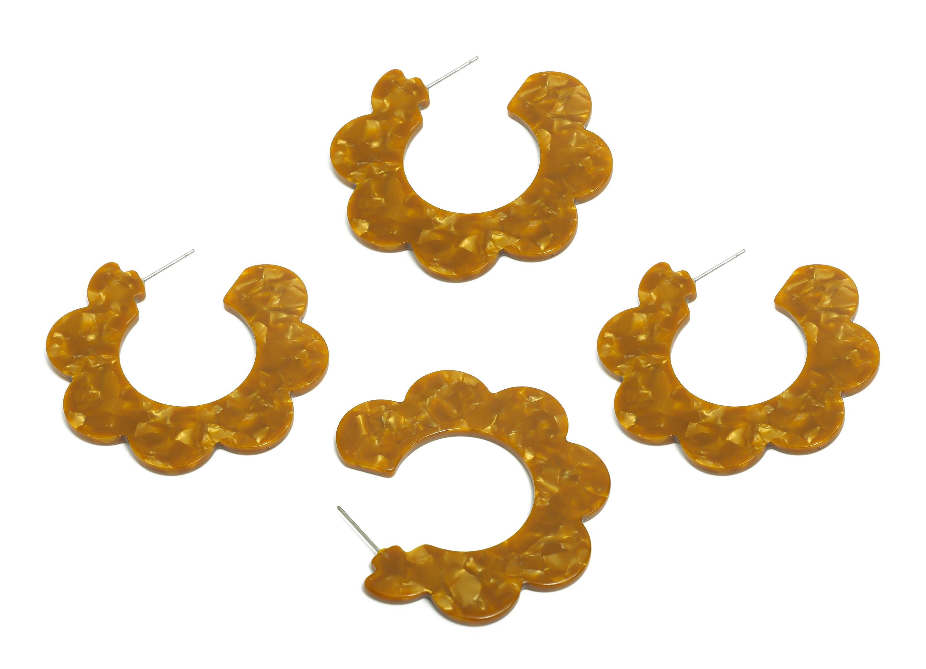 Acetate Flower Hoops Earring - Open Hoop Earrings Stud - Earring Post - Flower Hoop Earrings - Code: A661 - 51.51x49.51x2.5mm - AC2368-A661 - DOMEDBAZAAR