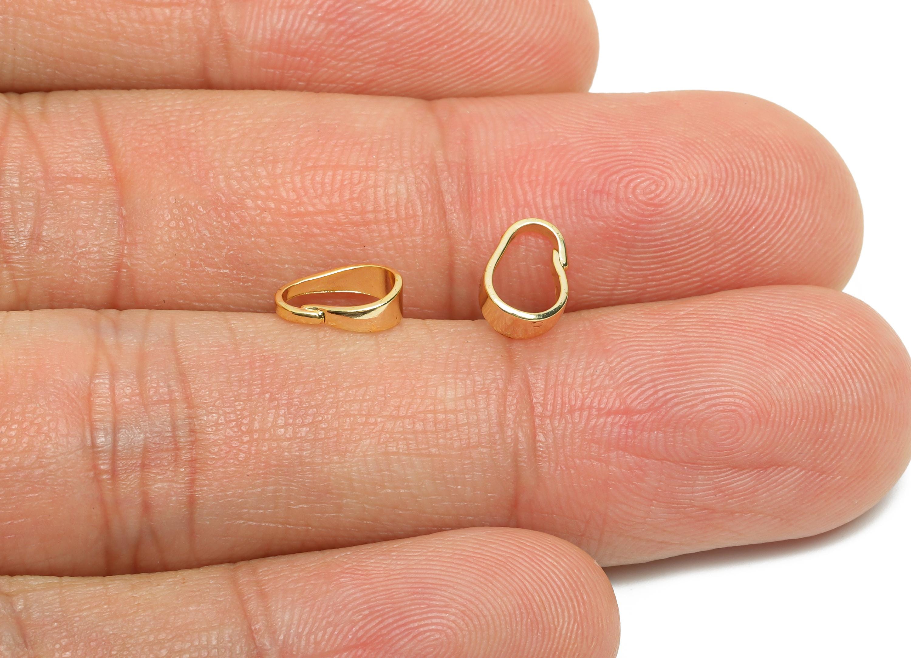 Brass Necklace Pendant Clasps - Gold Detachable Buckle Clasps for Pendant - For Necklace - 18K Real Gold Plated - 7x4.68x3.4mm - RGP10819 - DOMEDBAZAAR