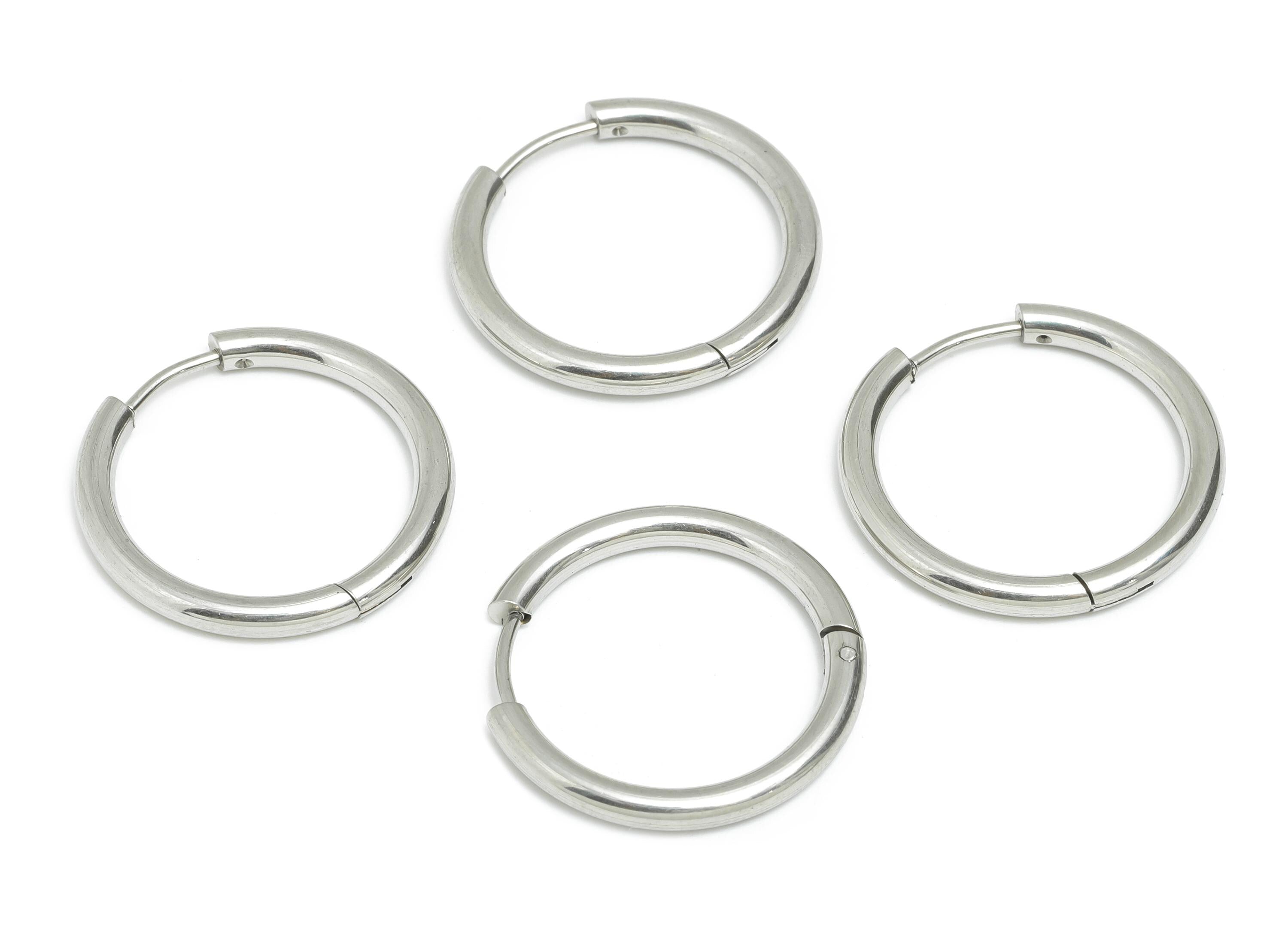 2.5*18mm Stainless Steel Hoop Earring - Minimalist Huggie Hoop Earring - Modern Clasp Hoop Earring - Everyday Wear - 25x25x2mm - SS1718-18 - DOMEDBAZAAR