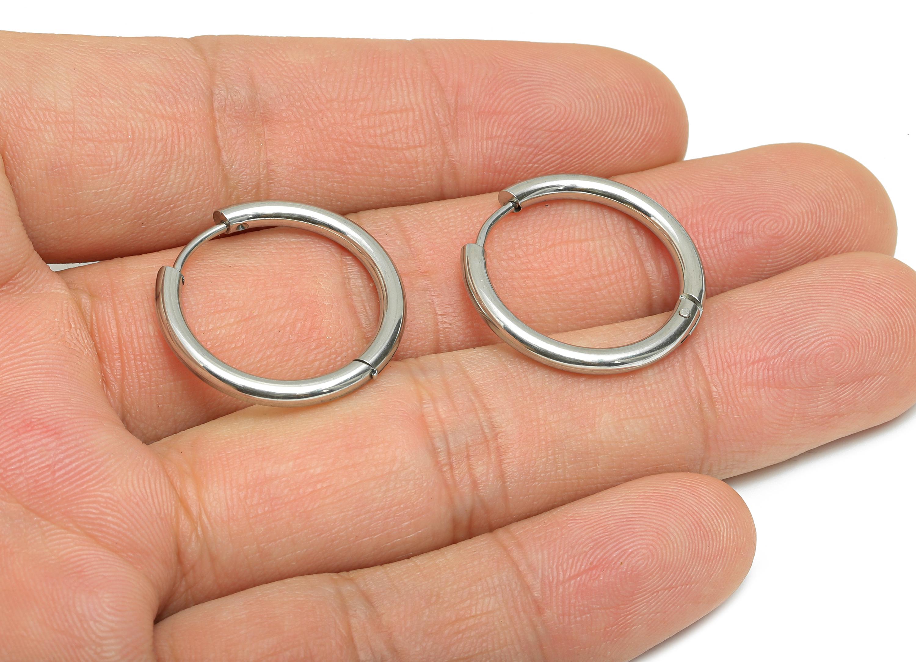2.5*18mm Stainless Steel Hoop Earring - Minimalist Huggie Hoop Earring - Modern Clasp Hoop Earring - Everyday Wear - 25x25x2mm - SS1718-18 - DOMEDBAZAAR