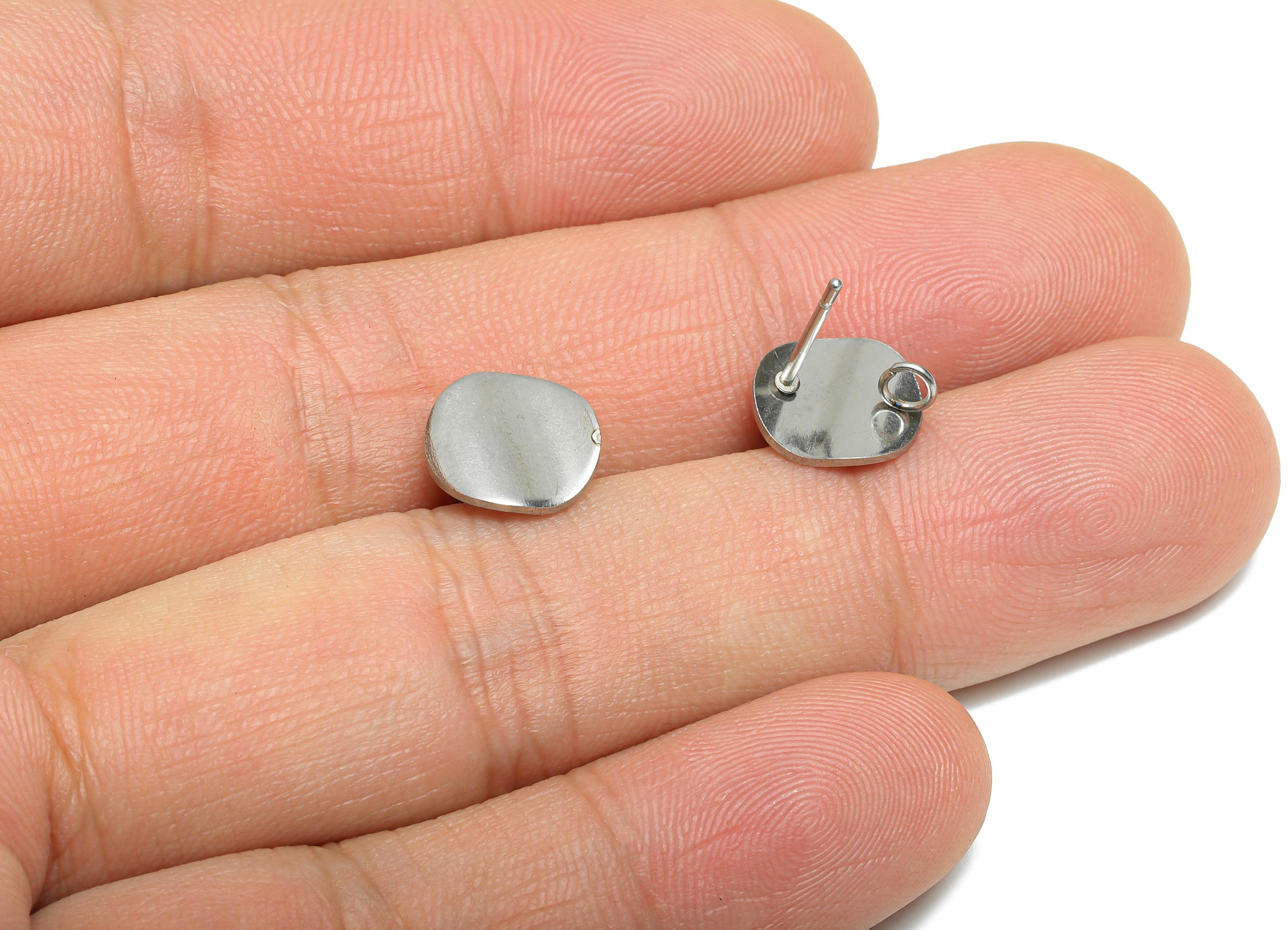 Stainless Steel Round Stud Earring - Minimalist Circle Earring With Loop - Wavy Earring Post - DIY Earring Components - 10x10x0.8mm -SS1716 - DOMEDBAZAAR
