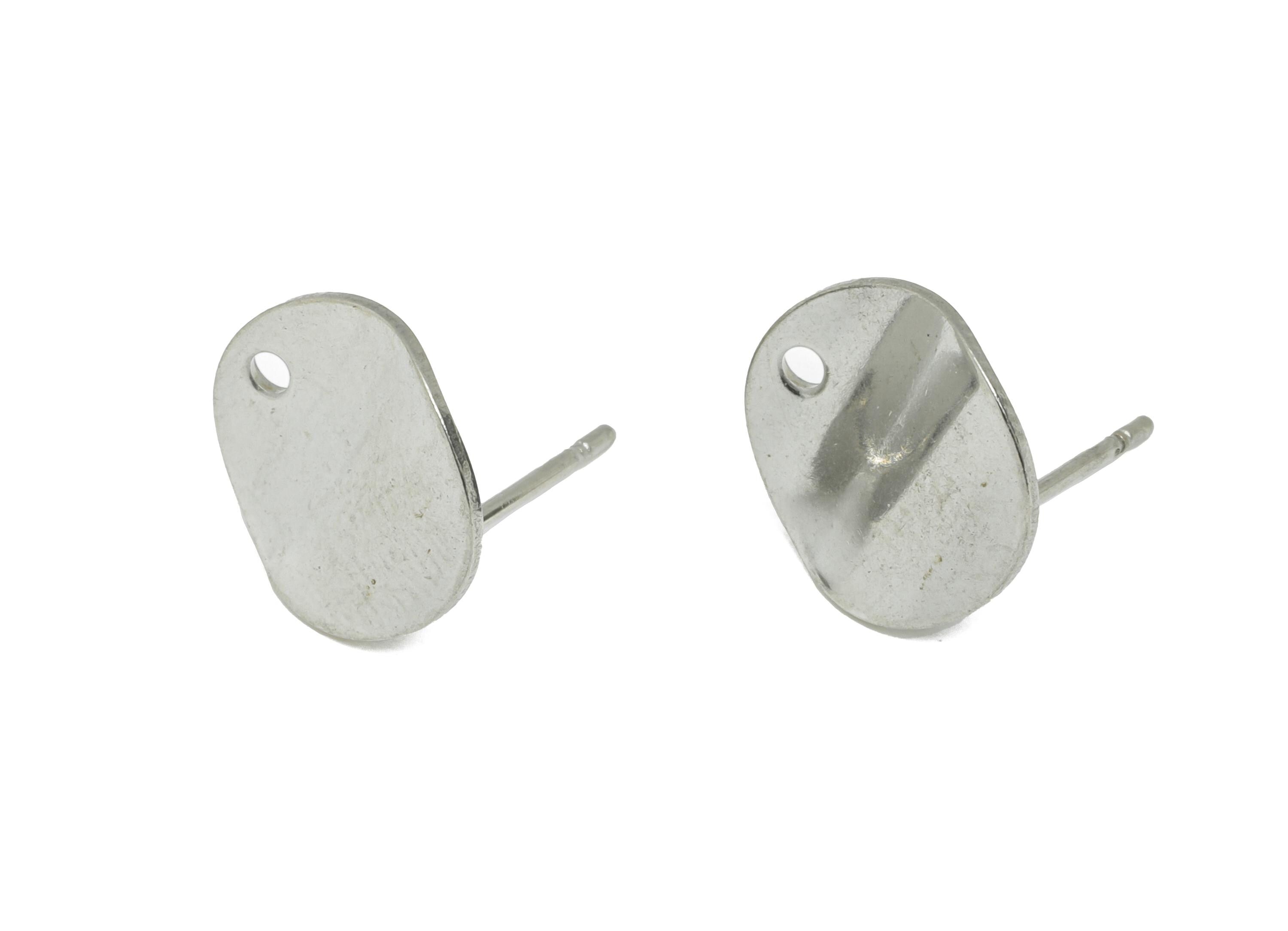 Stainless Steel Round Stud Earring - Minimalist Circle Earring With Hole - Wavy Earring Post - DIY Earring Components - 12x12x0.8mm -SS1712