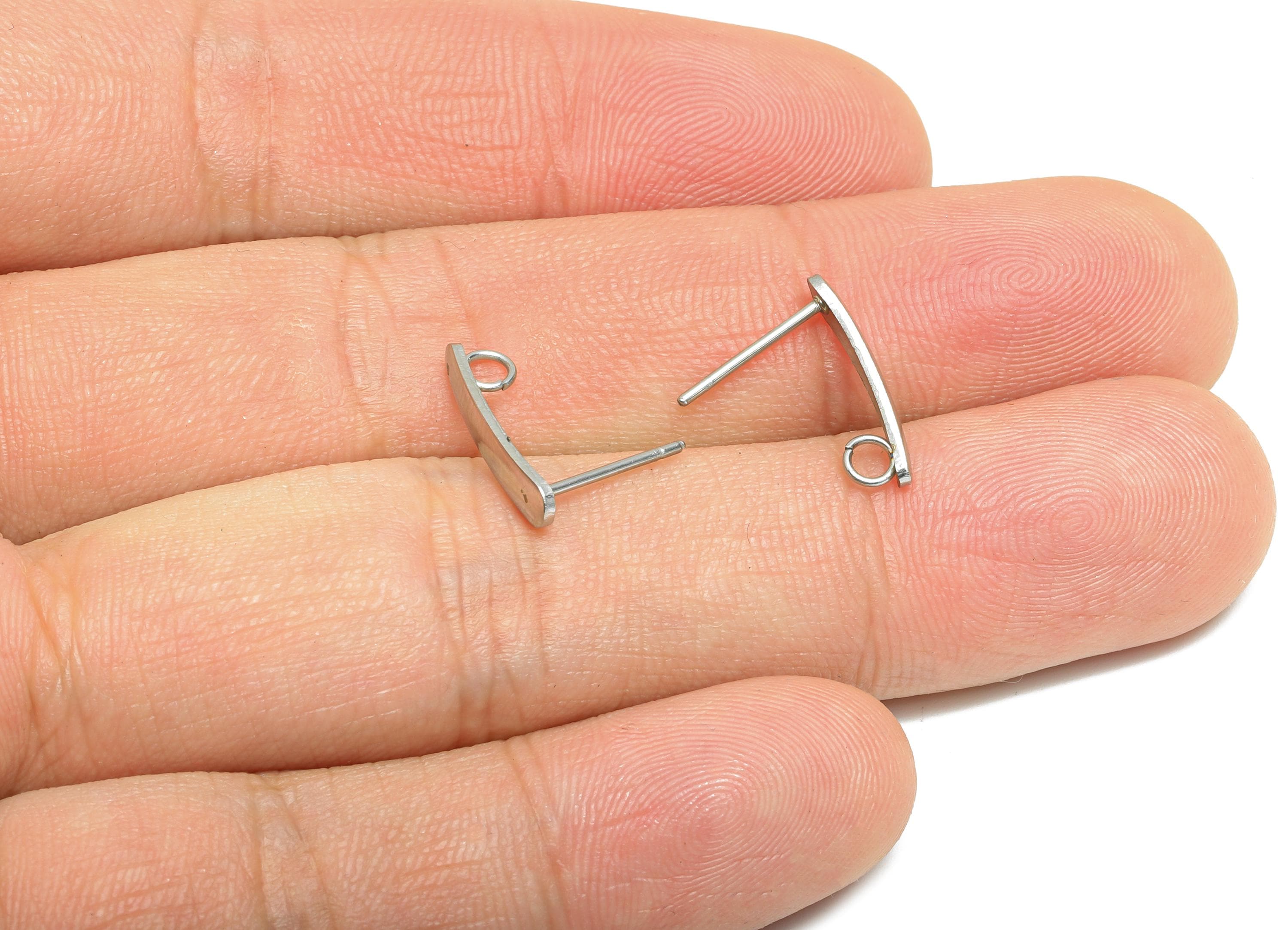 Steel Curved Bar Stud Earrings - Minimalist Earring With Hole - Modern Geometric Earrings - Contemporary Earring Base - 15x3x0.8mm - SS1711 - DOMEDBAZAAR