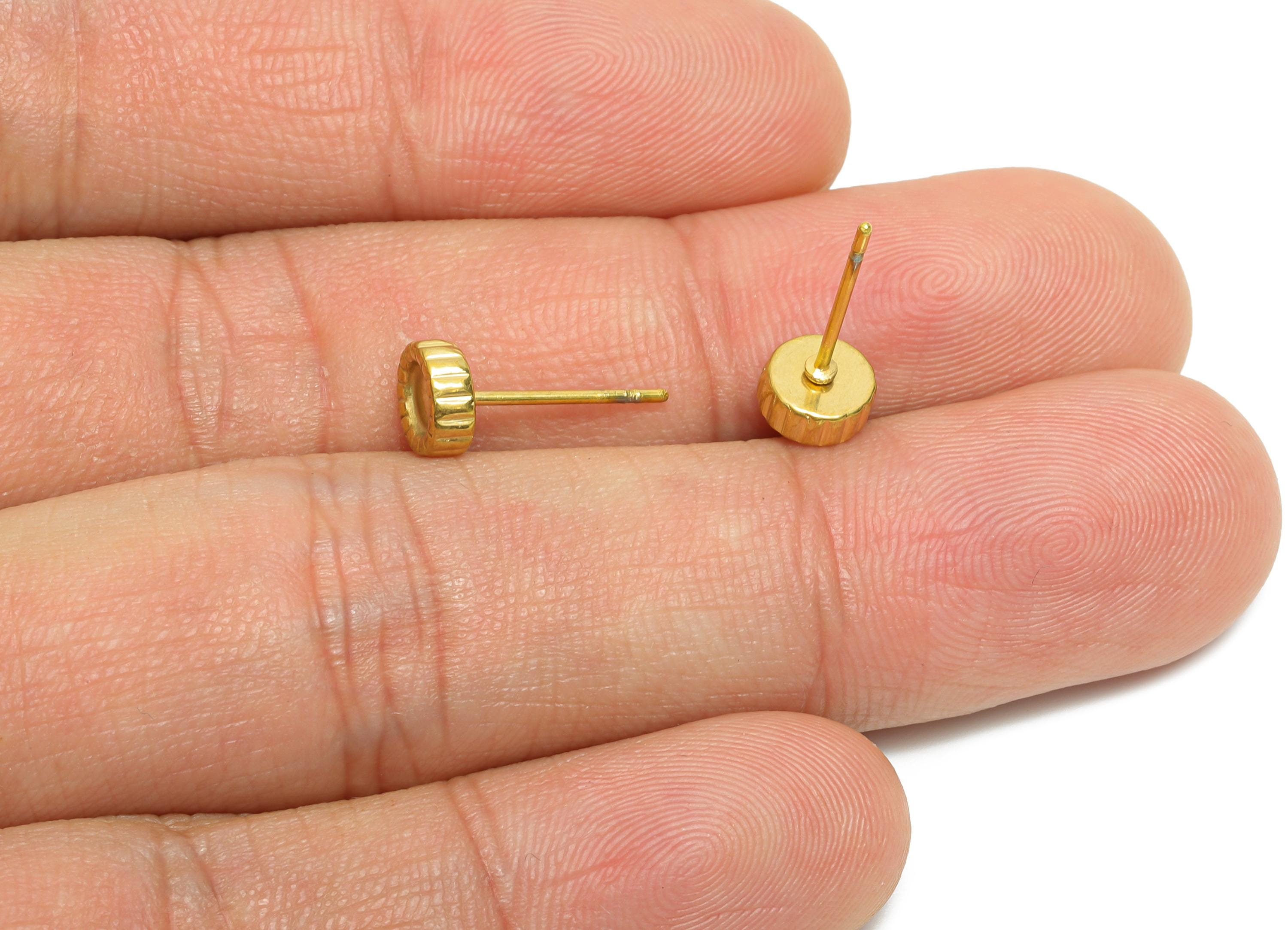 Steel Bezel Stud Earring - Steel Rope Border Earring Post - Blank Bezel for Customization - DIY Resin Earring Setting - 6x6x2.49mm - SS2163G - DOMEDBAZAAR