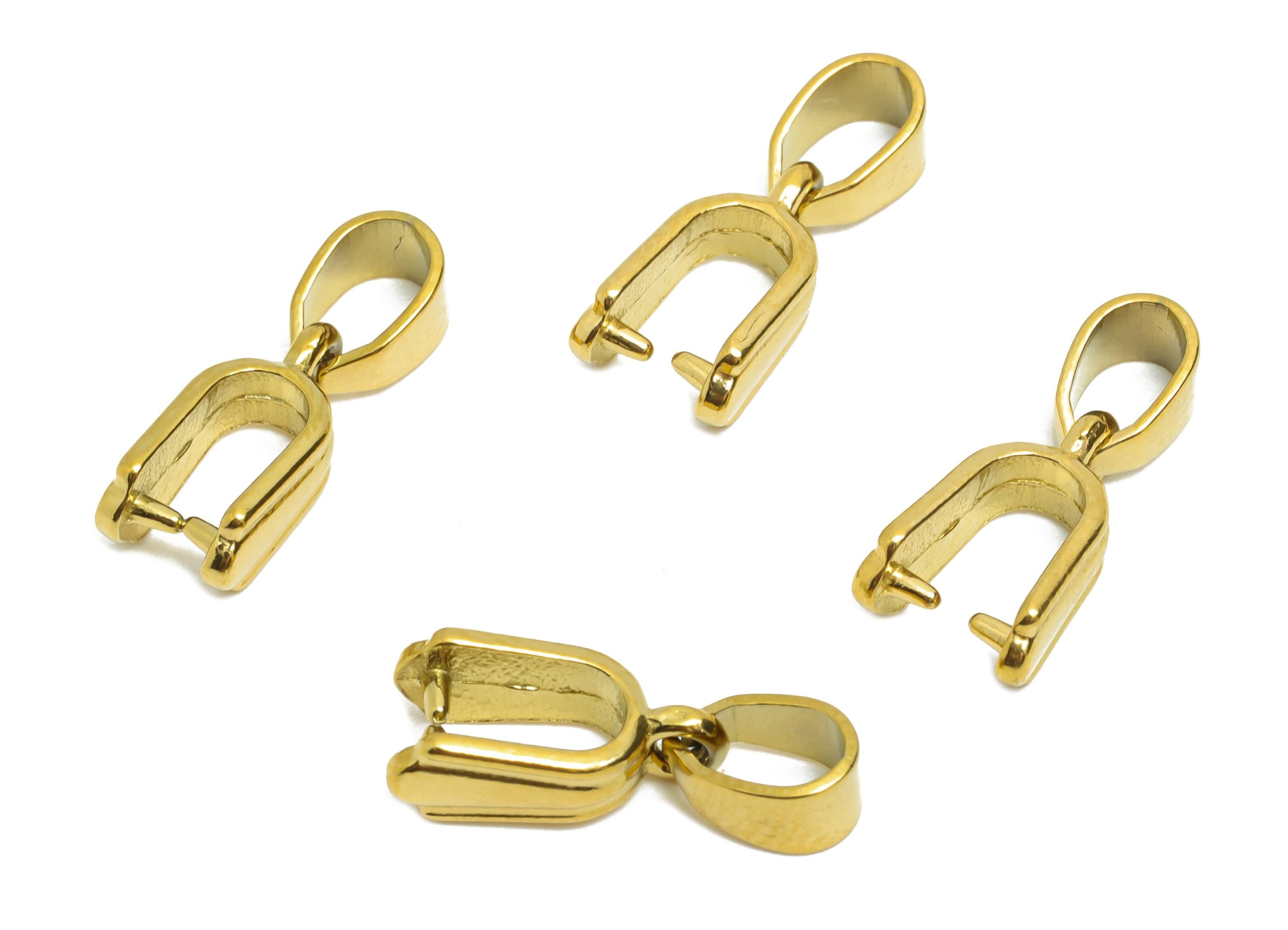 Steel Necklace Connection Buckle - Universal Necklace Buckle - Buckle Clasp - Melon Seed for Necklace - Gold Tone Plated - 14x6x3mm - SS2353 - DOMEDBAZAAR