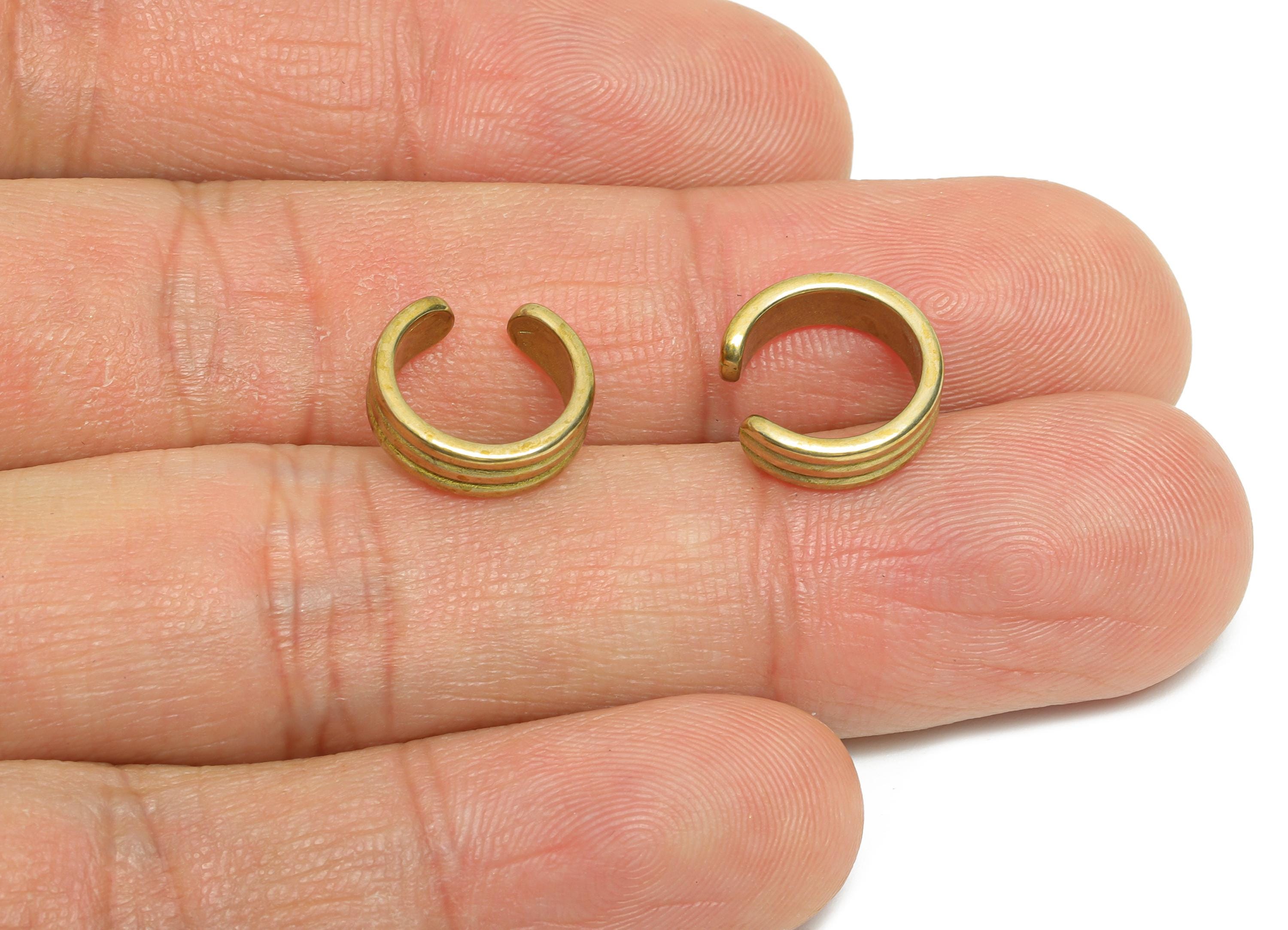 Raw Brass Textured Earring Cuff - Minimalist Layered Ear Cuff - Fashion Earring Findings - Jewelry Making Supplies - 11.8x11.6x1mm - PP11220 - DOMEDBAZAAR