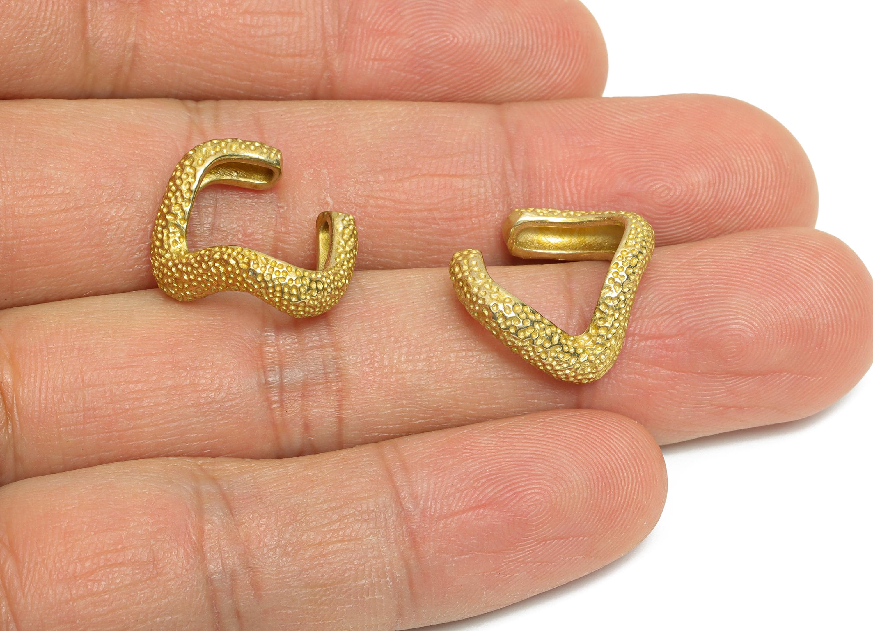 Raw Brass Textured Earring Cuff - Minimalist Layered Ear Cuff - Wavy Earring Findings - Jewelry Making Supplies - 17x15x3.93mm - PP11234 - DOMEDBAZAAR