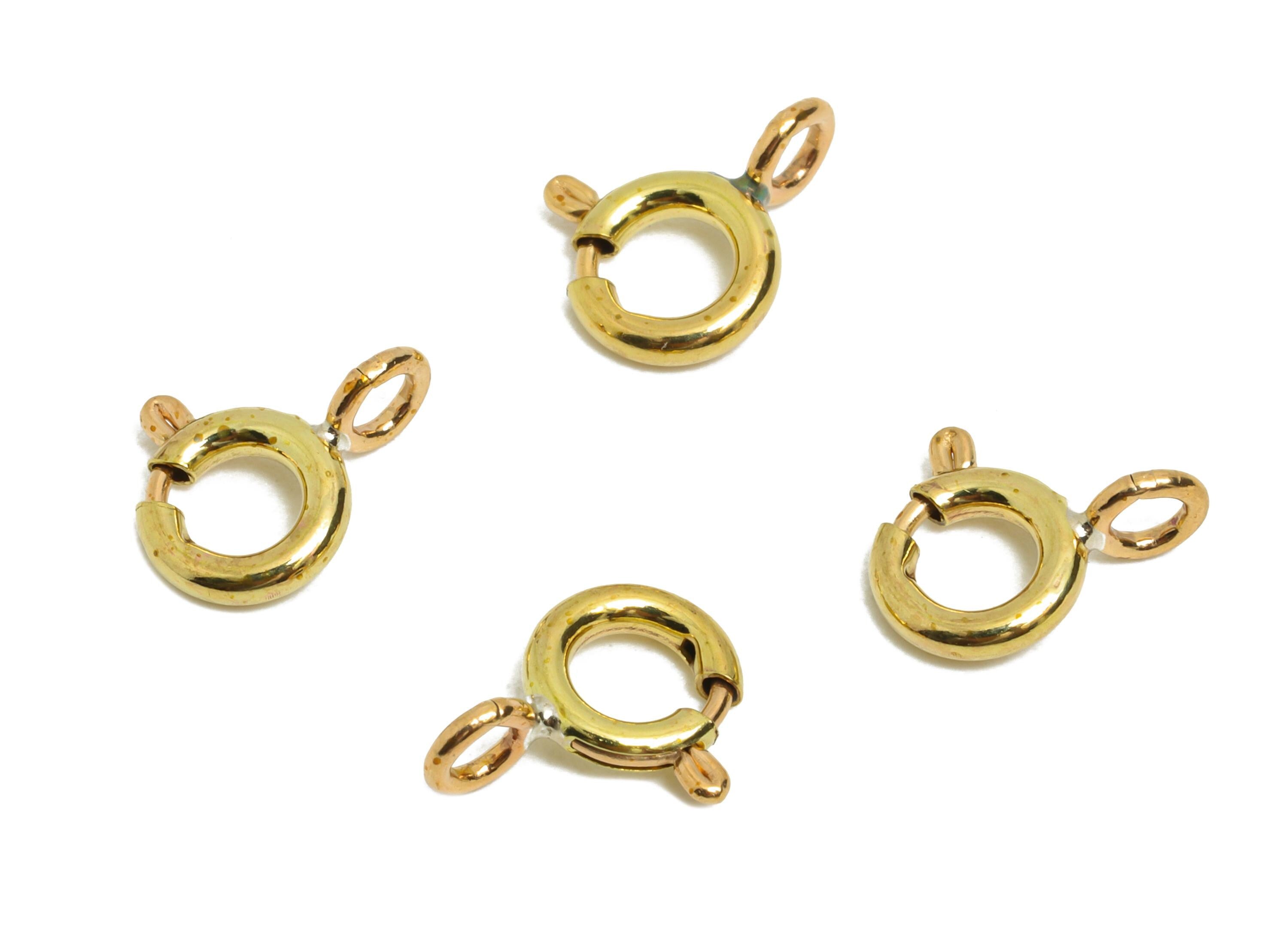 Brass Round Spring Ring Clasp - Spring Ring Clasp with Loop - Raw Brass 8mm Circle Trigger Clasp - Jewelry Making - 8.8x6.8x1mm - PP11222 - DOMEDBAZAAR