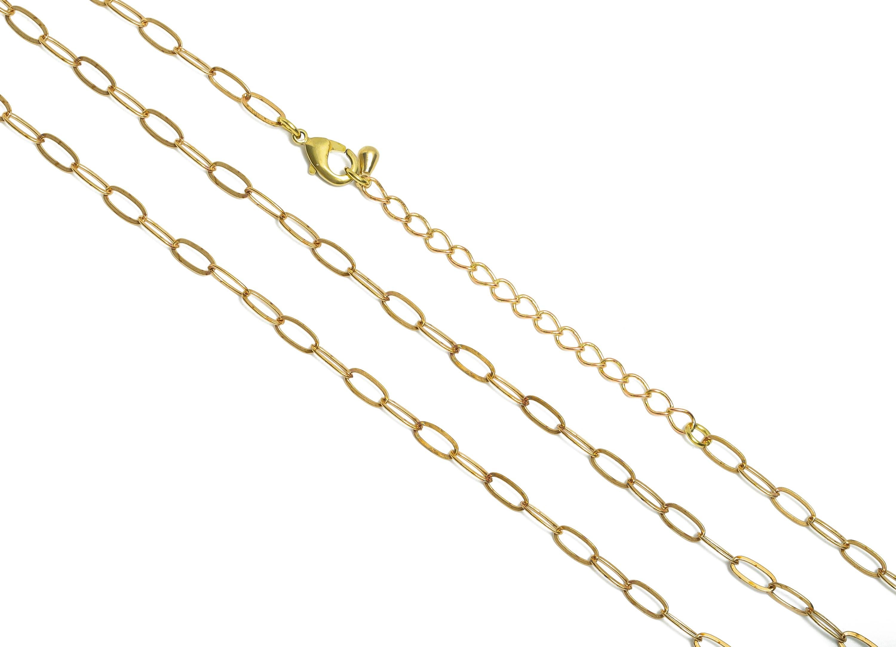 40+5cm Finished Oval Flat Chain - Elegant Oval Link Chain - Raw Brass Geometric Chain - Brass Dainty Oval Flat Chain - 6x3x0.45mm - PP11364 - DOMEDBAZAAR
