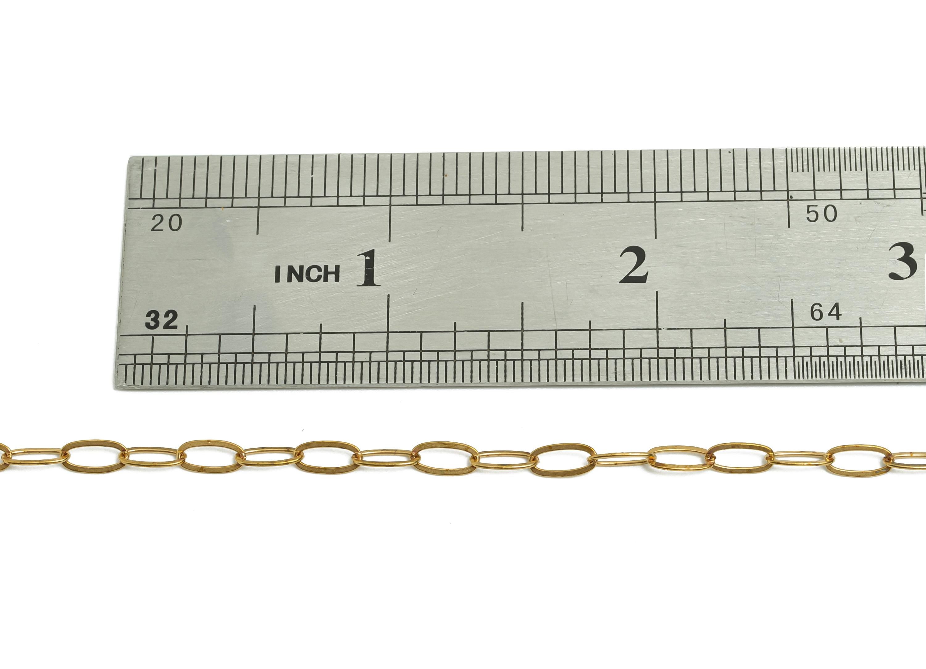 40+5cm Finished Oval Flat Chain - Elegant Oval Link Chain - Raw Brass Geometric Chain - Brass Dainty Oval Flat Chain - 6x3x0.45mm - PP11364 - DOMEDBAZAAR