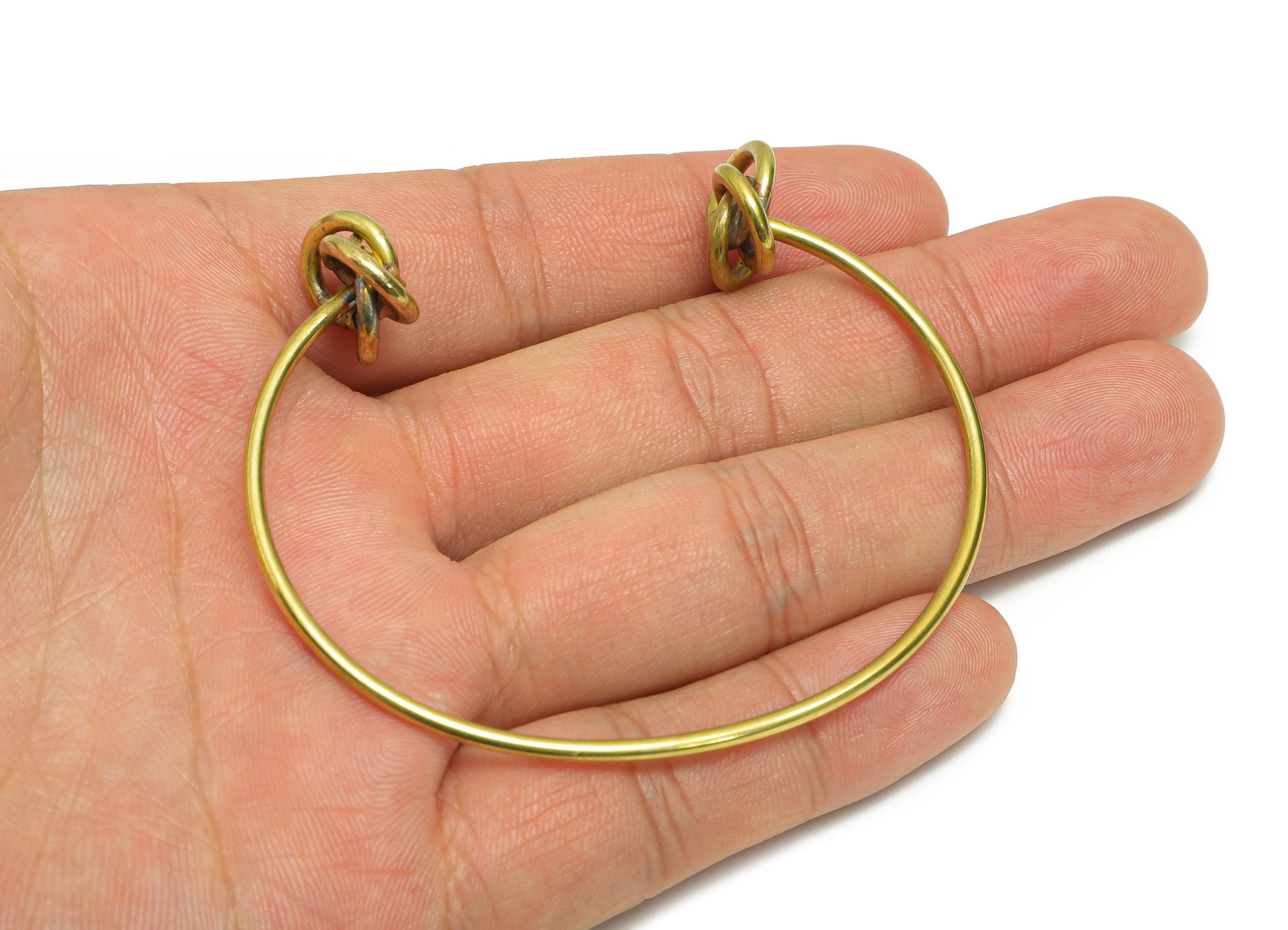 Open Cuff Bracelet - Raw Brass Knot Cuff Bracelet For Women - Adjustable Wire Cuff Jewelry - Modern Open Knot Bangle - 65x59x13mm - PP11203 - DOMEDBAZAAR