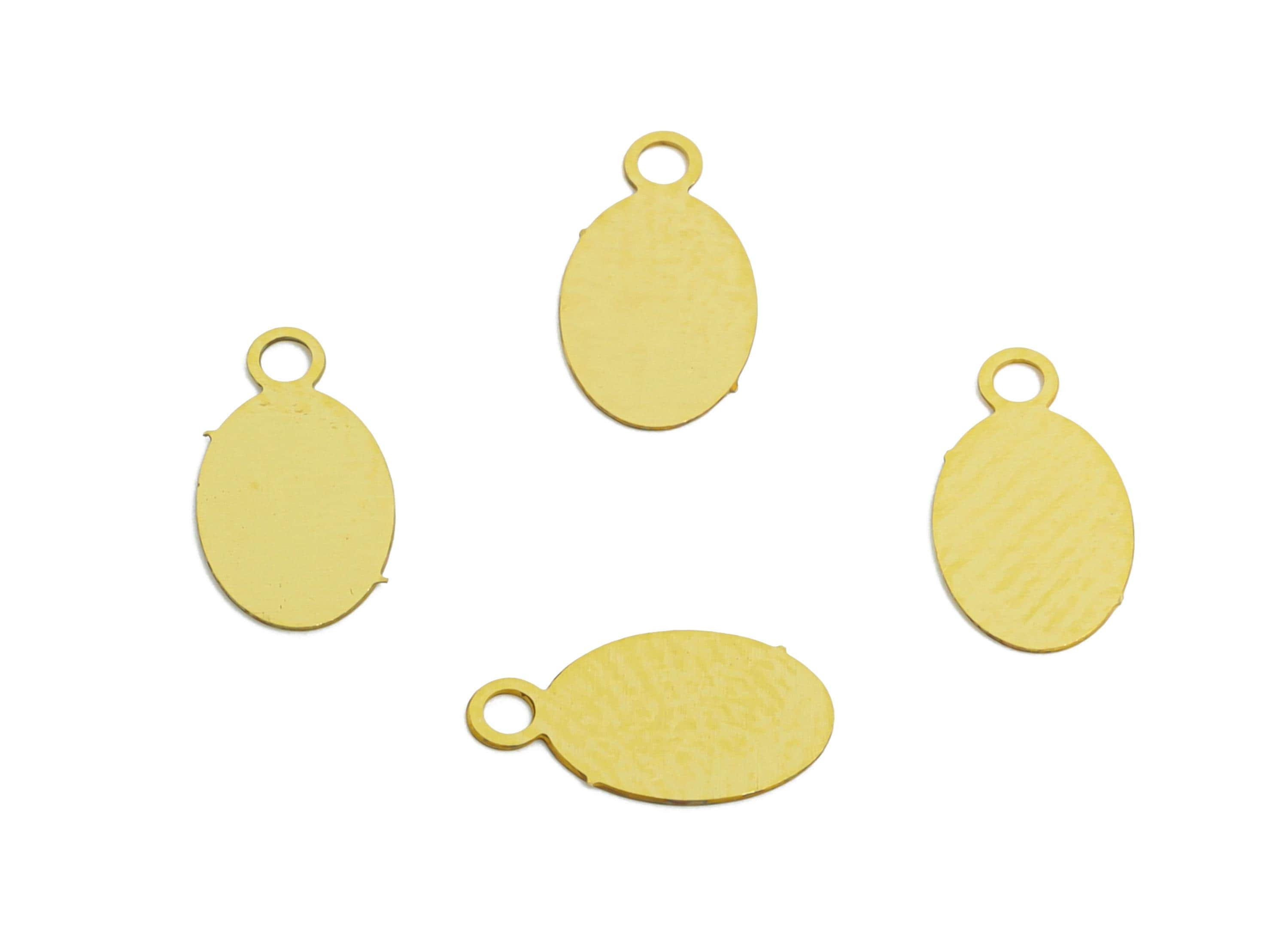 Brass Oval Earring Tag - Extender Chain Ends - Chain Extension Ends - Customizable Geometry Charm for Personalization - 8x4x0.3mm - JJC5109 - DOMEDBAZAAR