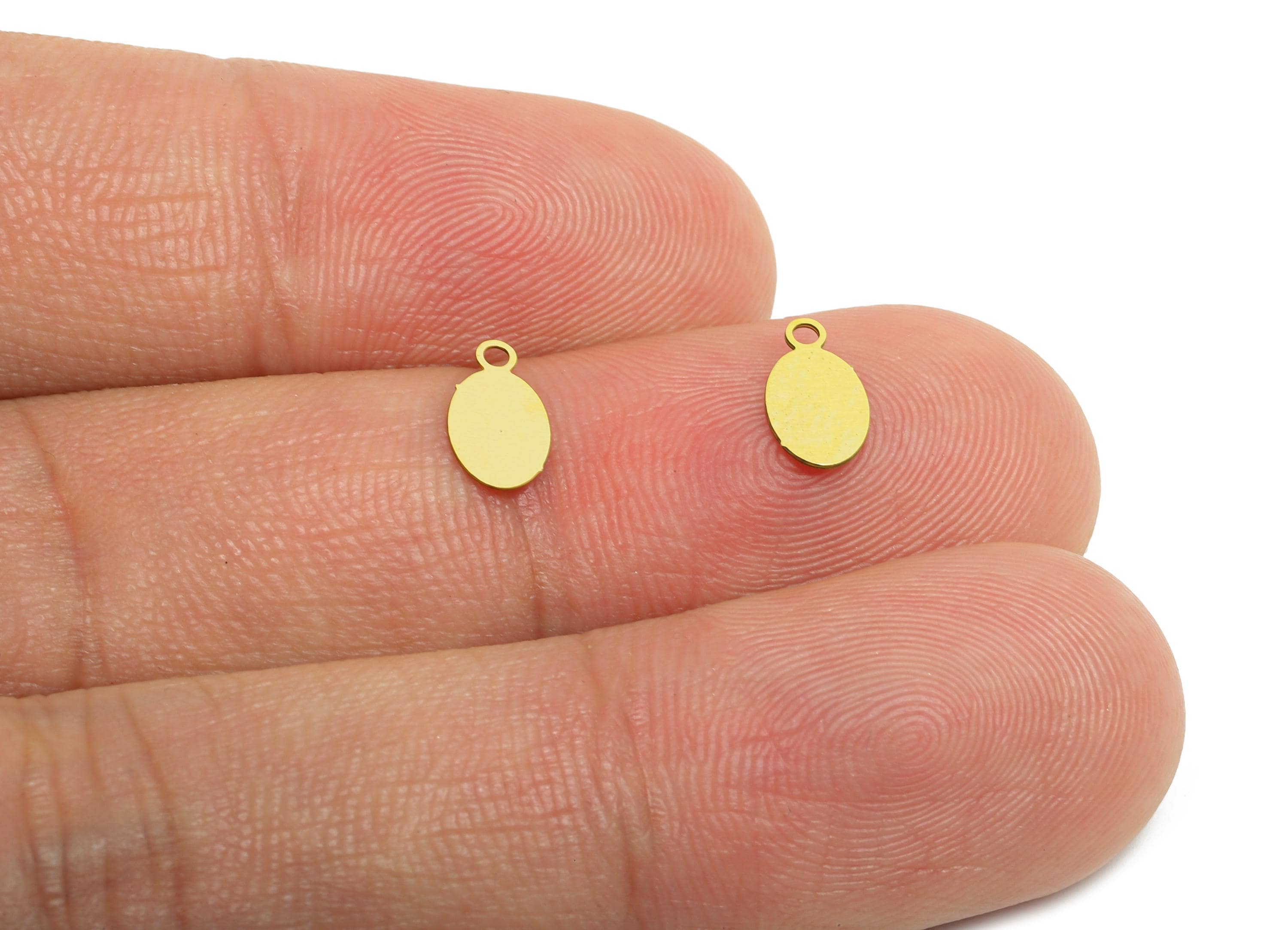 Brass Oval Earring Tag - Extender Chain Ends - Chain Extension Ends - Customizable Geometry Charm for Personalization - 8x4x0.3mm - JJC5109 - DOMEDBAZAAR