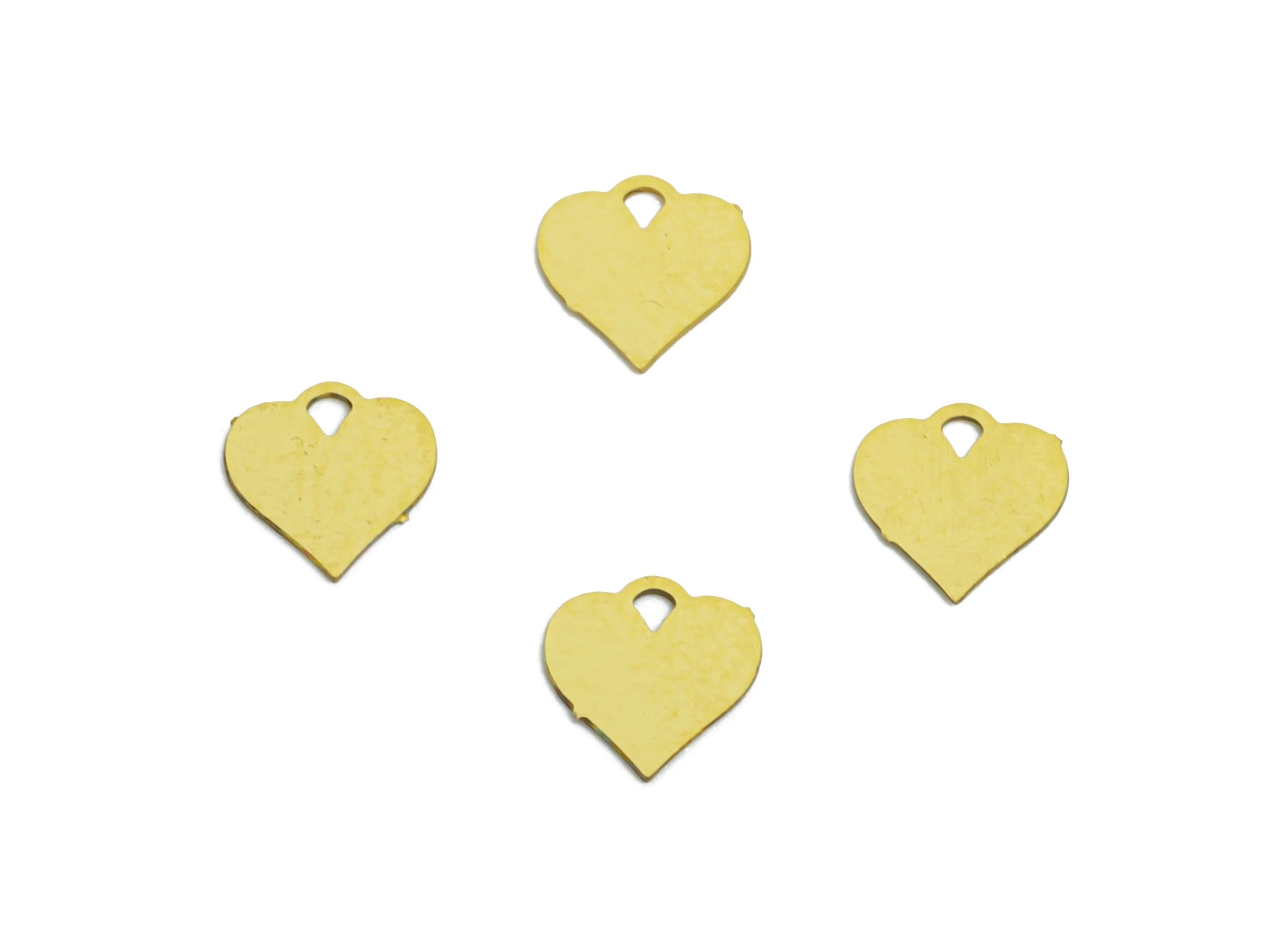 Brass Heart Earring Charm - Extension Chain Ends - Customizable Geometry Charm For Personalization - Chain Extender Ends - 5x4x0.3mm-JJC2615 - DOMEDBAZAAR
