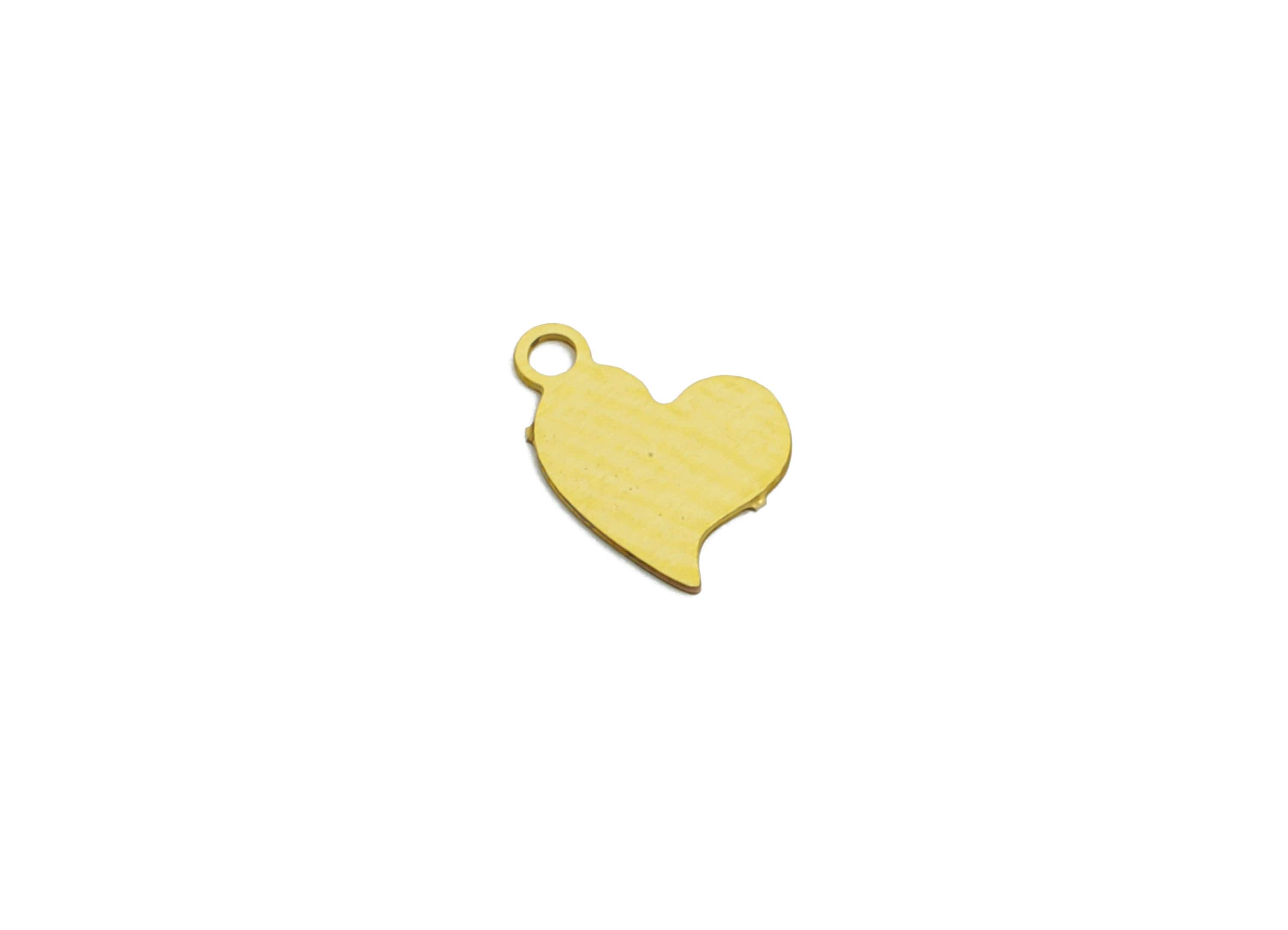 0.3mm Raw Brass Heart Tag - Extender Chain Ends - Chain Extension Ends - Tiny Geometric Heart Tag - Jewelry Making - 6x4.7x0.3mm - JJC2478 - DOMEDBAZAAR