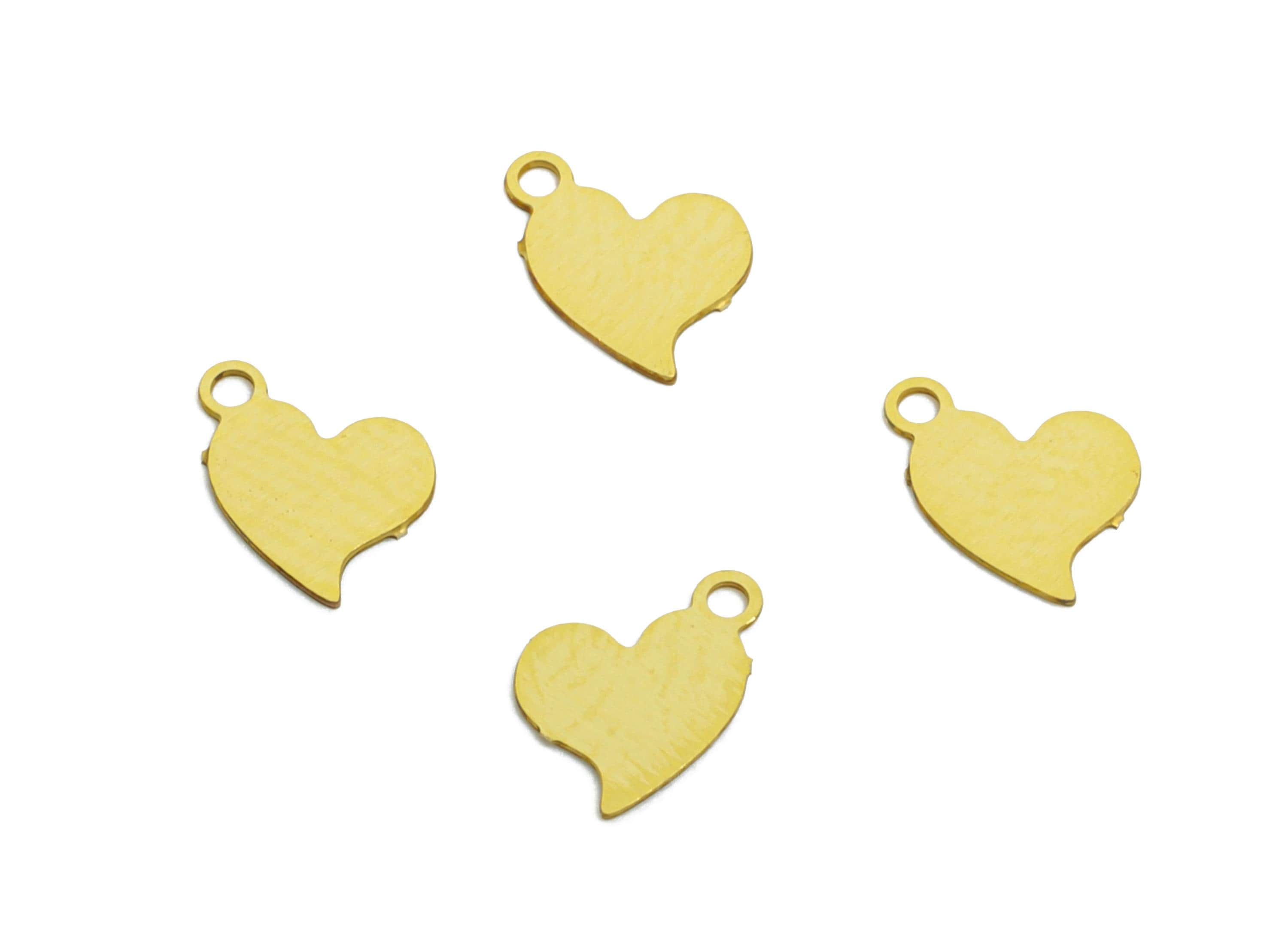 0.3mm Raw Brass Heart Tag - Extender Chain Ends - Chain Extension Ends - Tiny Geometric Heart Tag - Jewelry Making - 6x4.7x0.3mm - JJC2478 - DOMEDBAZAAR
