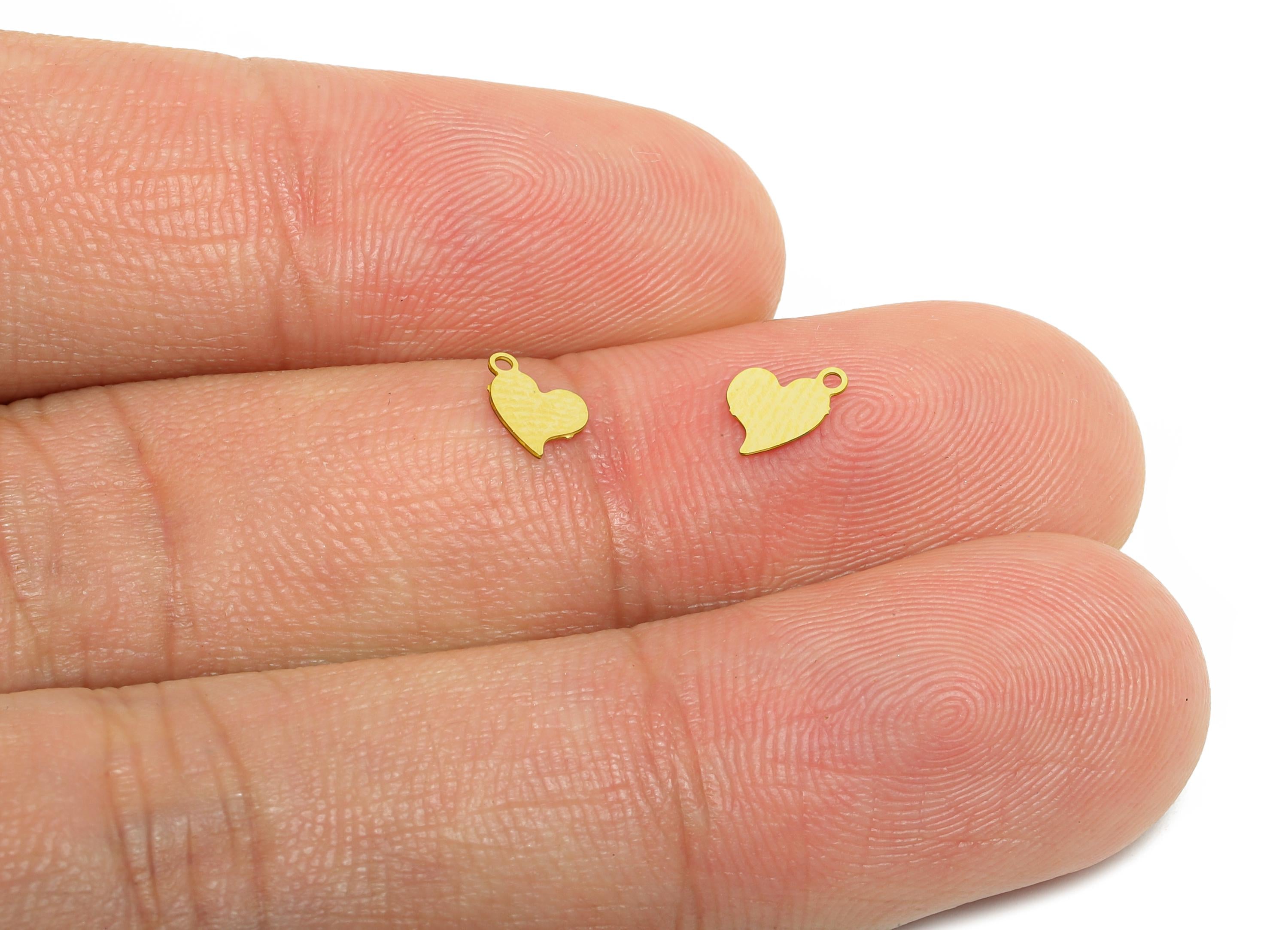 0.3mm Raw Brass Heart Tag - Extender Chain Ends - Chain Extension Ends - Tiny Geometric Heart Tag - Jewelry Making - 6x4.7x0.3mm - JJC2478 - DOMEDBAZAAR