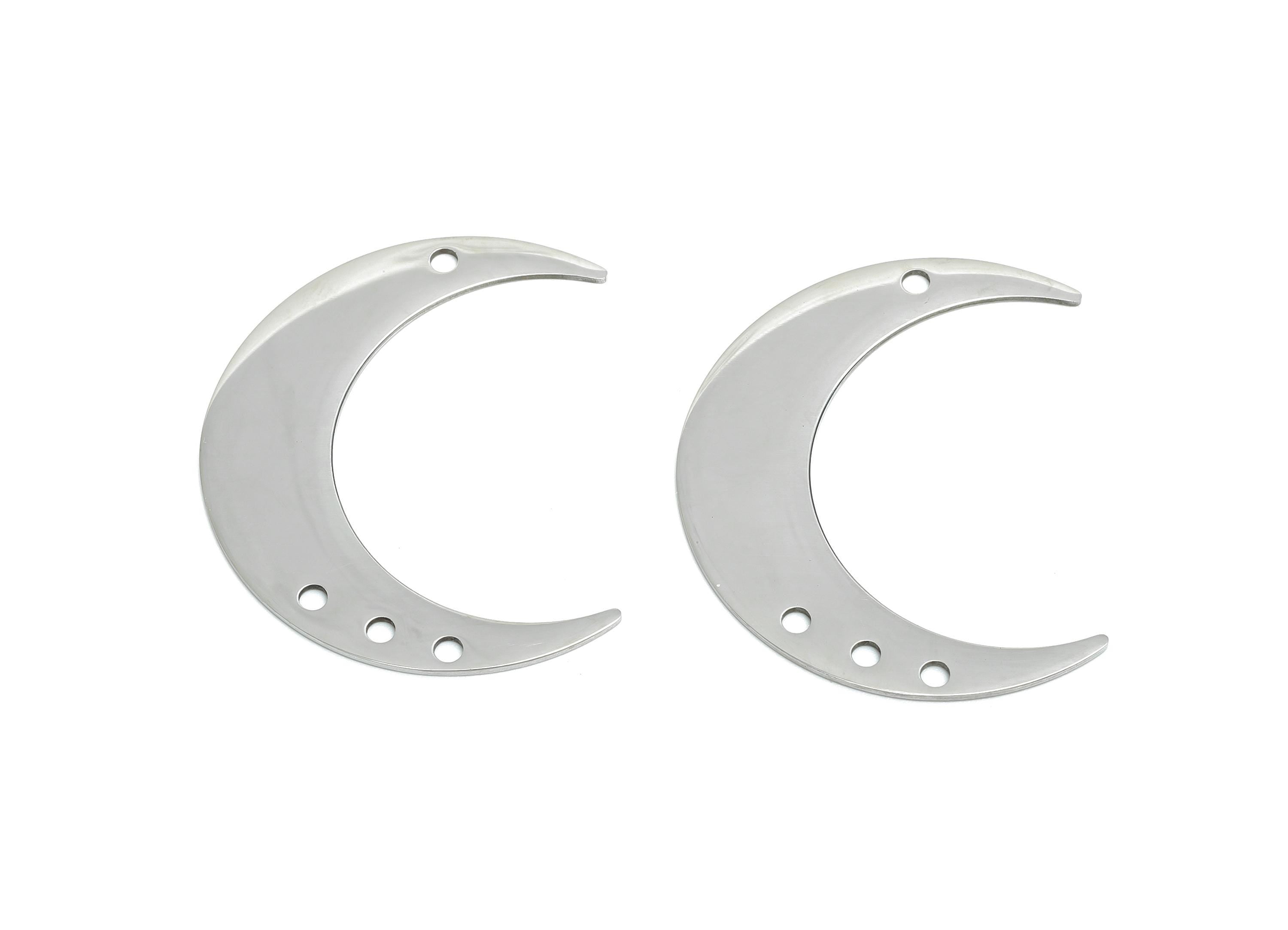 Steel Crescent Connector - Steel Moon Jewelry Charm - Celestial Jewelry Supply - Moon Phase Pendant - Lunar Jewelry - 37x30x0.98mm - SS2629 - DOMEDBAZAAR