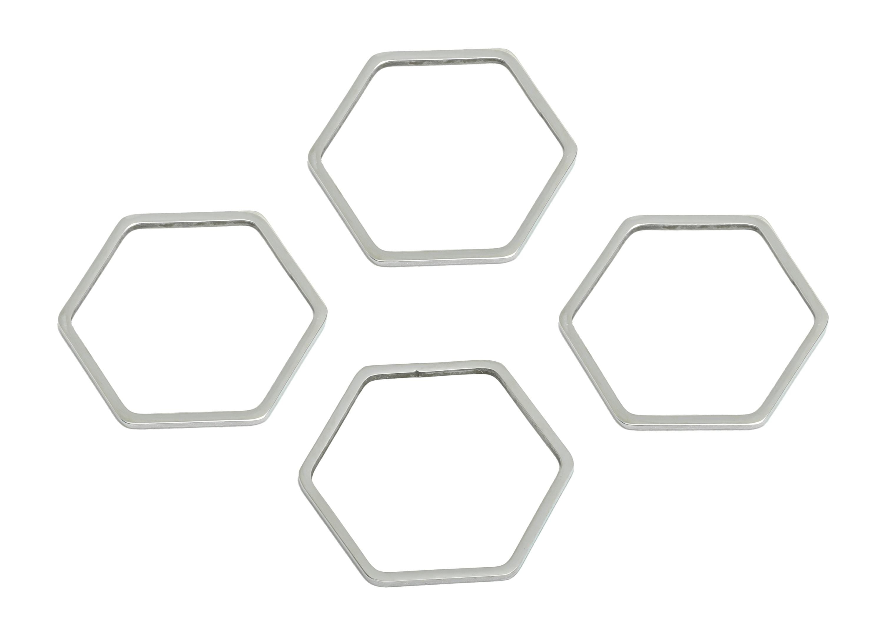 20mm Steel Hexagon Ring Earring Charm - Geometric Jewelry Connector for DIY Making - Lightweight Hollow Hexagon Charm -20x17.8x0.9mm -SS2680 - DOMEDBAZAAR