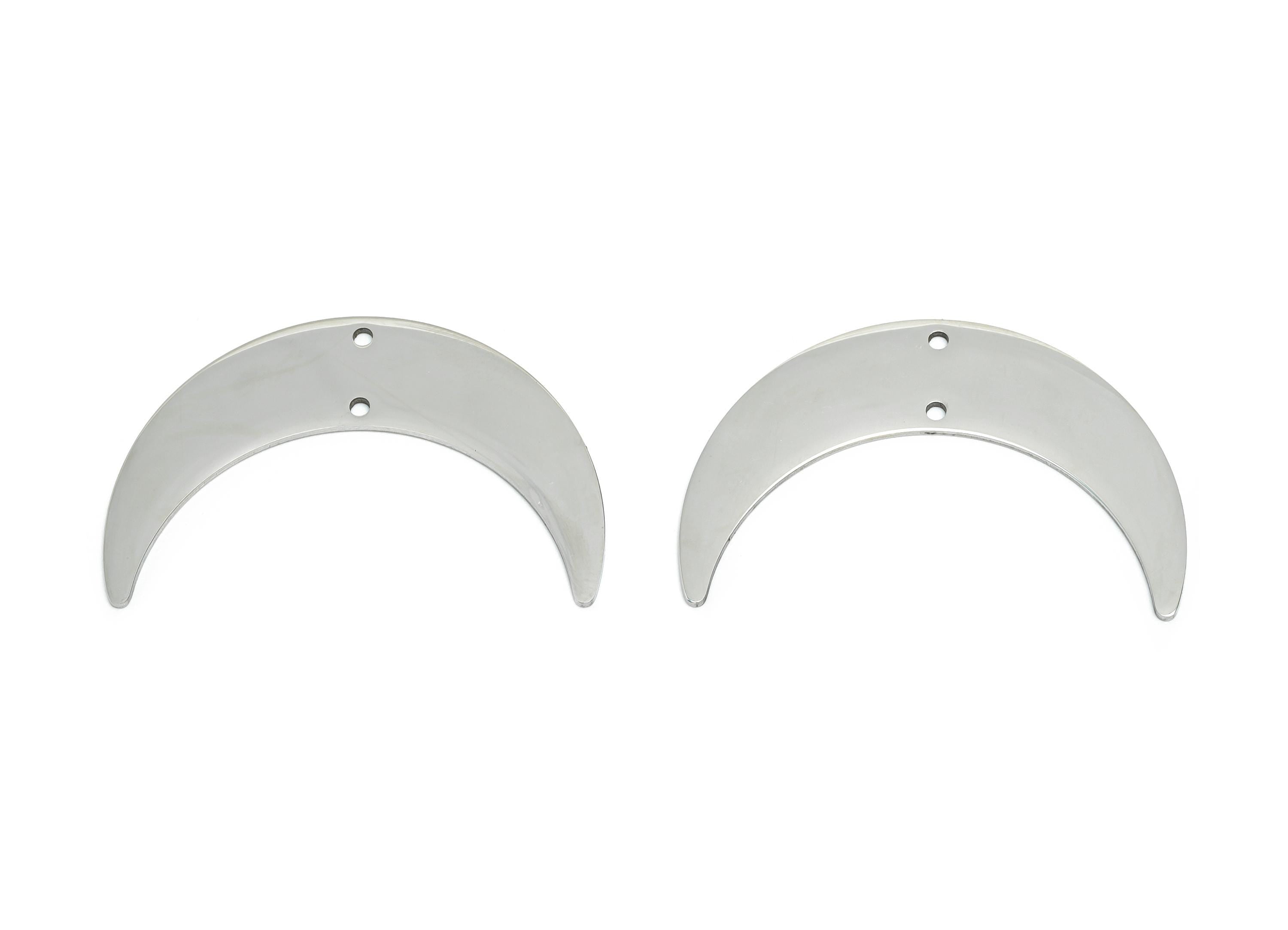 Steel Crescent Connector - Steel Open Lunar Pendant - Celestial Jewelry Supply - Double Hole Crescent Connector - 41x26x0.98mm - SS2627 - DOMEDBAZAAR