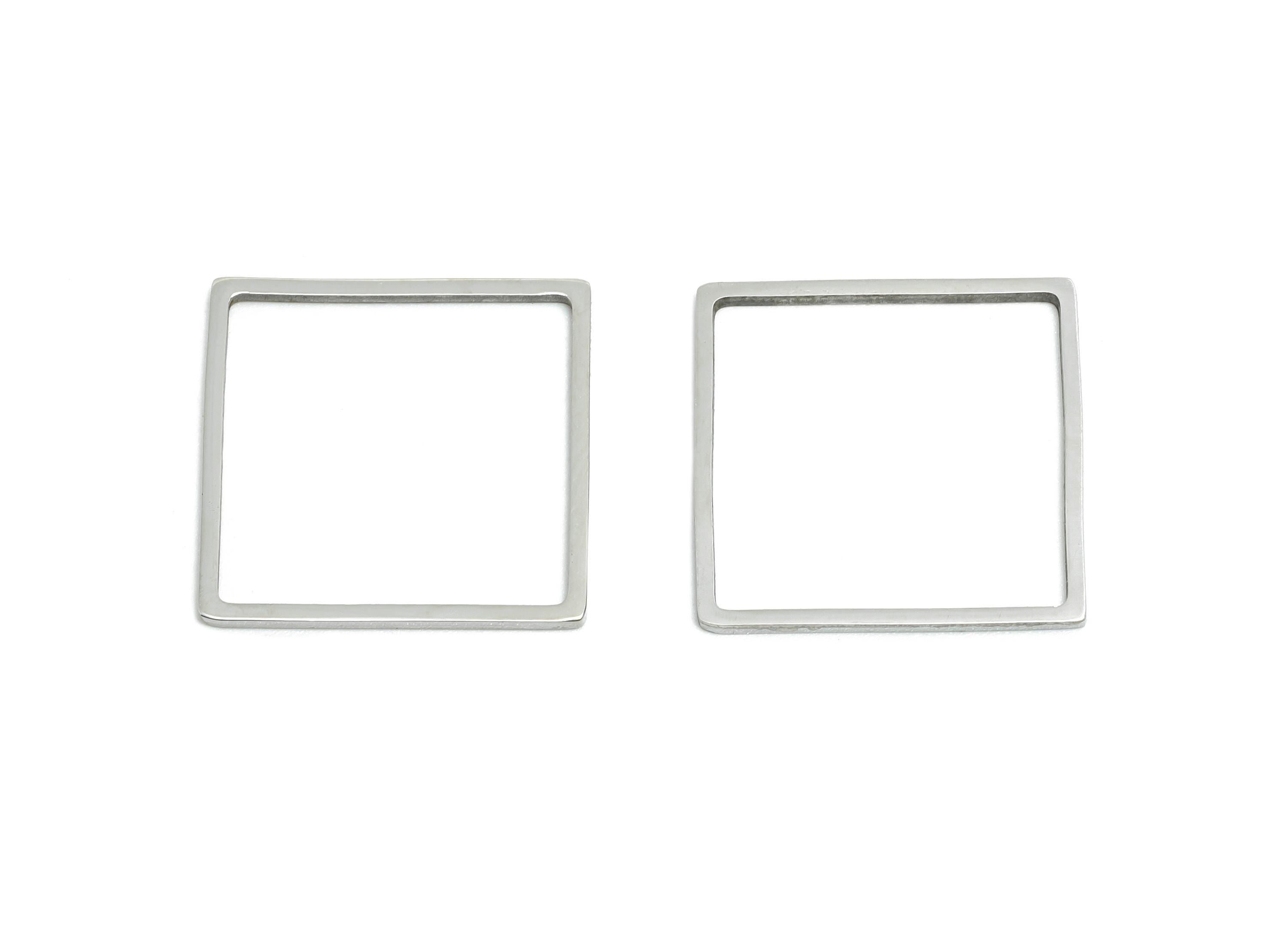 17mm Steel Square Ring Earring Charm - Geometric Jewelry Connector for DIY Making - Lightweight Hollow Square Charm - 17.8x17.8x0.9mm-SS2675 - DOMEDBAZAAR