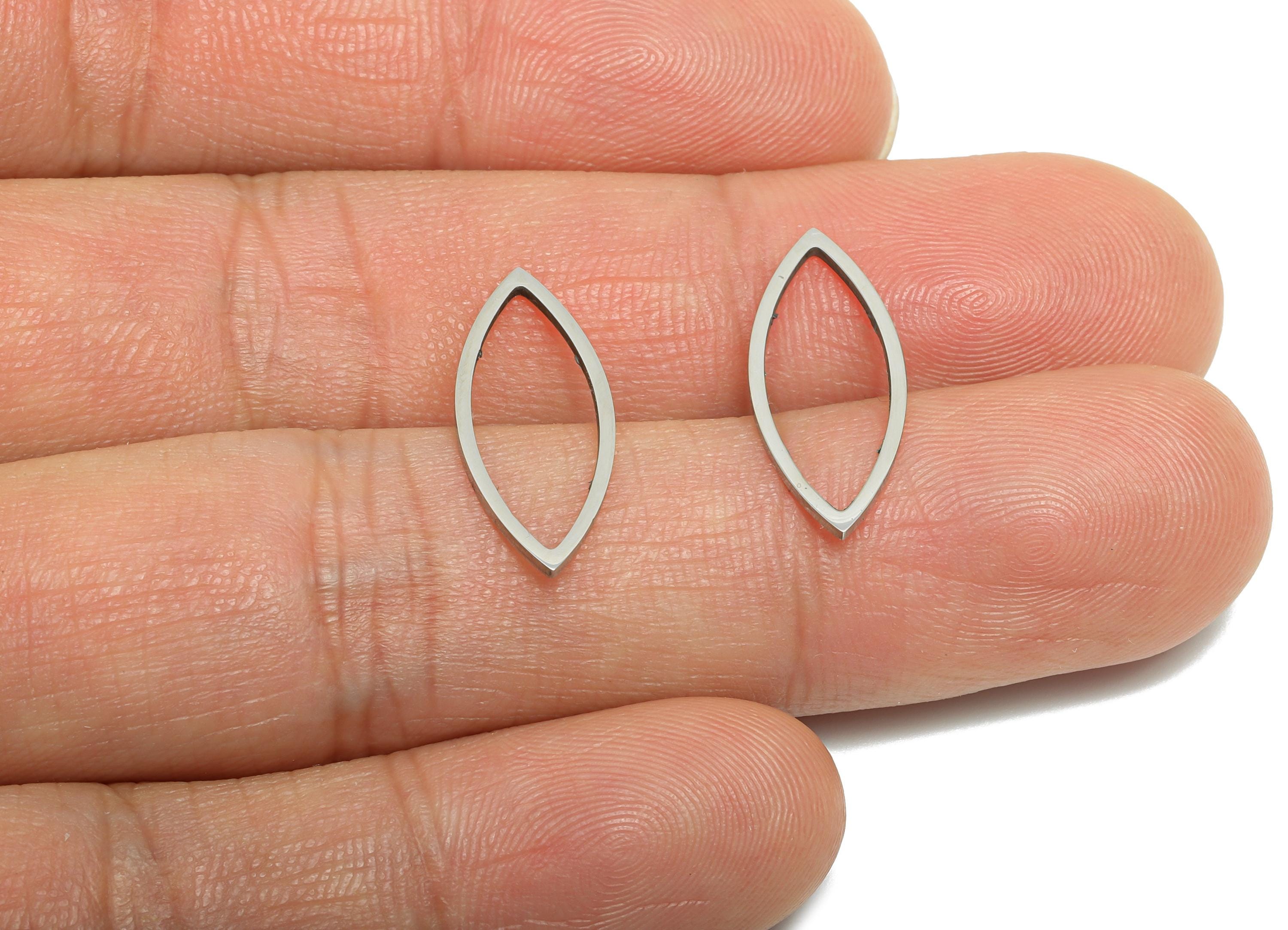 20mm Steel Marquise Ring Earring Charm - Geometric Jewelry Connector for DIY Making - Hollow Metal DIY Jewelry - 20.6x8.6x0.8mm - SS2695 - DOMEDBAZAAR