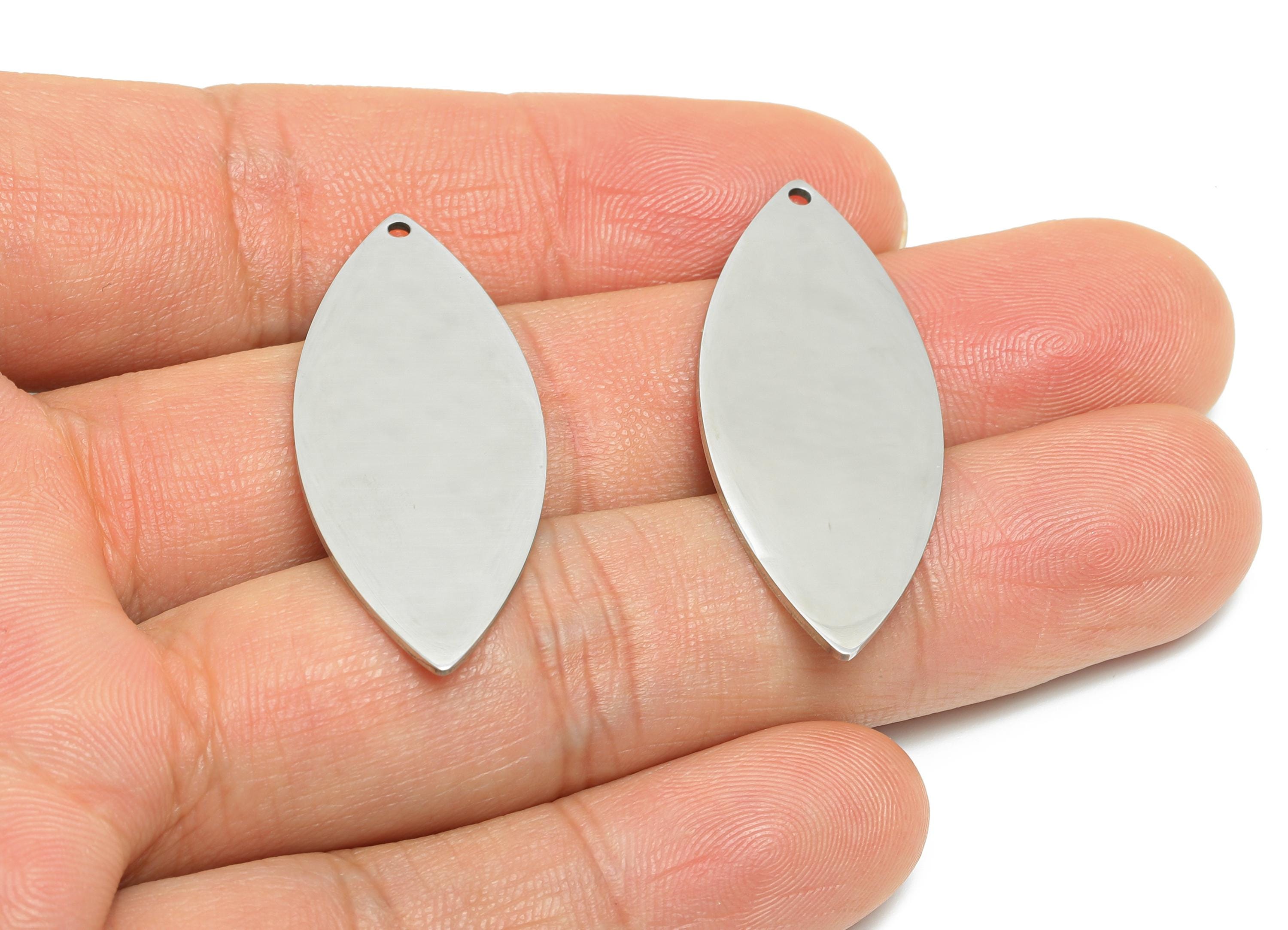 Steel Marquise Charm - Stainless Steel Geometry Jewelry - Sleek Minimalist Earring Charm - DIY Necklace Making Supplies -40x16x0.98mm-SS2643 - DOMEDBAZAAR