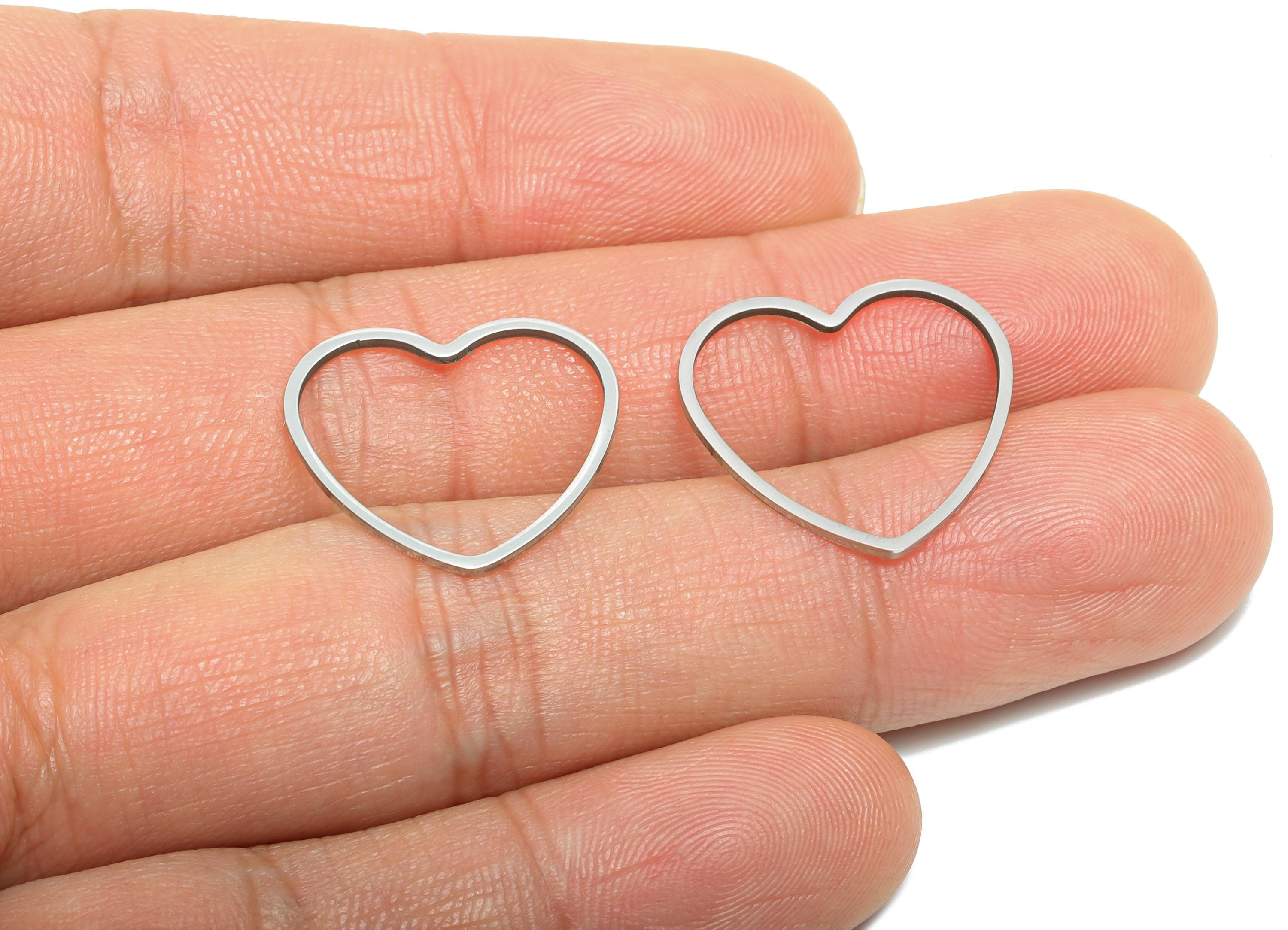 19mm Steel Heart Ring Earring Charms - Geometric Jewelry Connector for DIY Making - Hollow Metal DIY Jewelry - 19.7x17.7x0.8mm - SS2691 - DOMEDBAZAAR