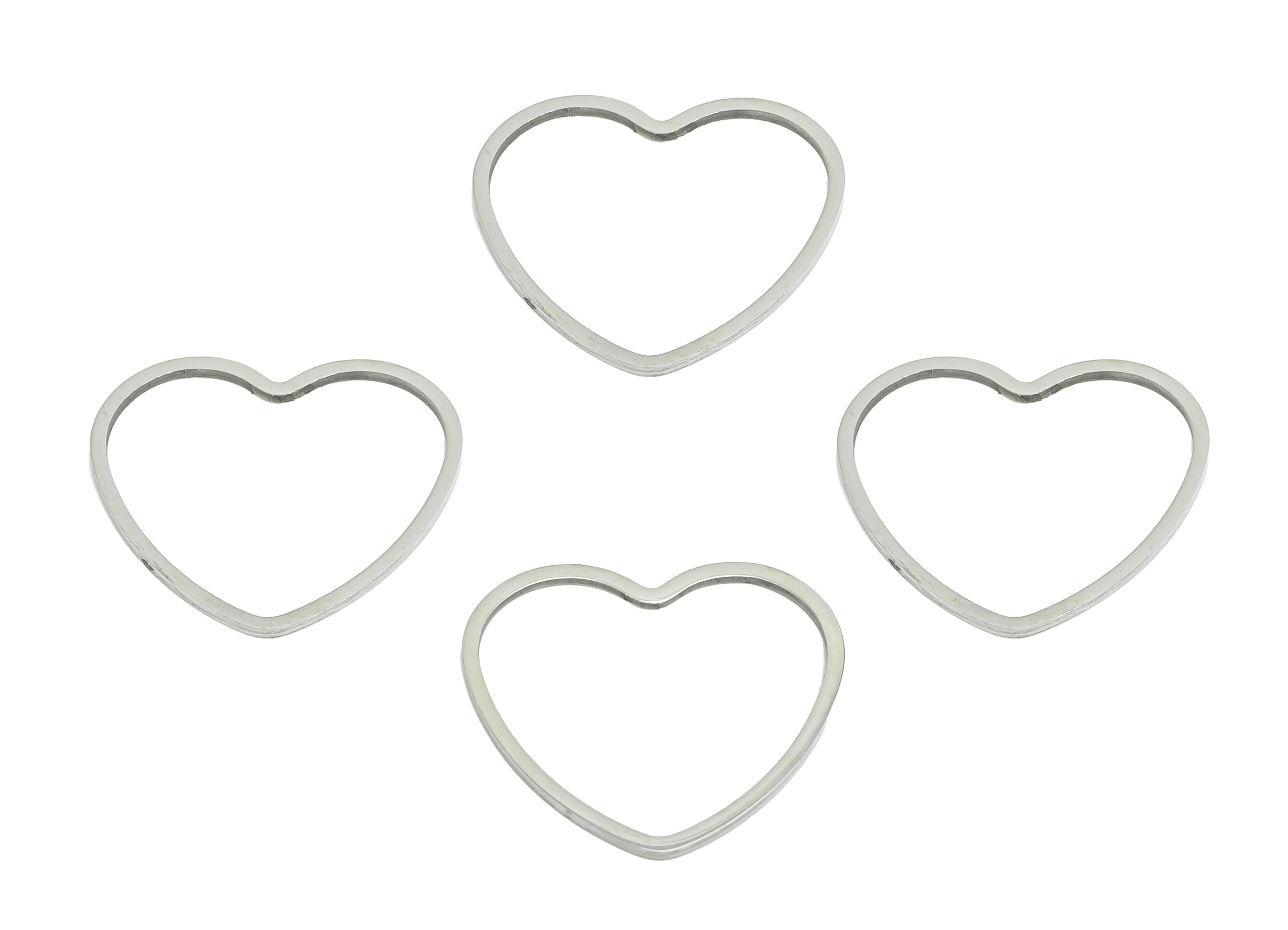19mm Steel Heart Ring Earring Charms - Geometric Jewelry Connector for DIY Making - Hollow Metal DIY Jewelry - 19.65x17.74x0.8mm - SS2688 - DOMEDBAZAAR