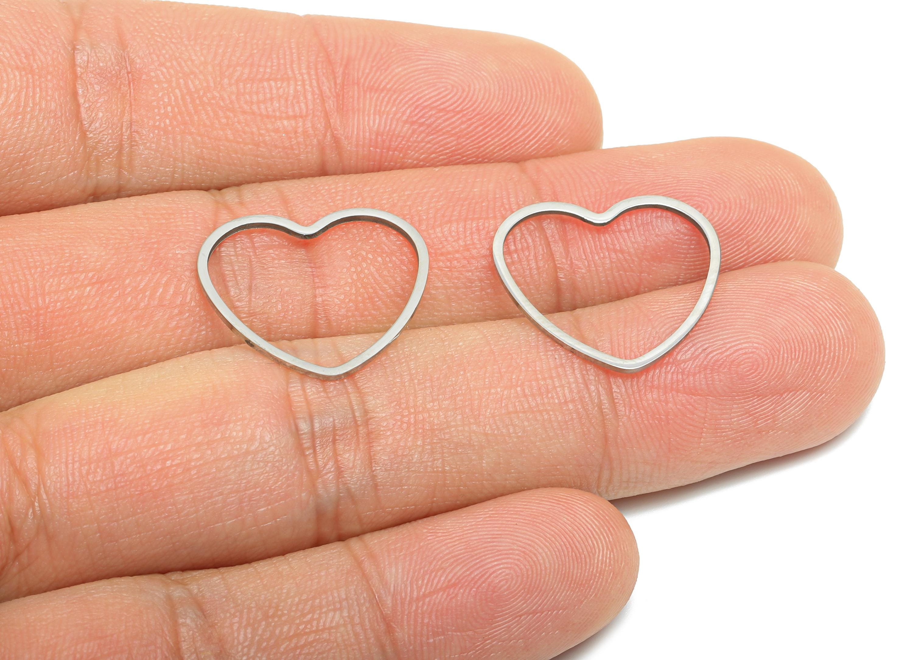 19mm Steel Heart Ring Earring Charms - Geometric Jewelry Connector for DIY Making - Hollow Metal DIY Jewelry - 19.65x17.74x0.8mm - SS2688 - DOMEDBAZAAR