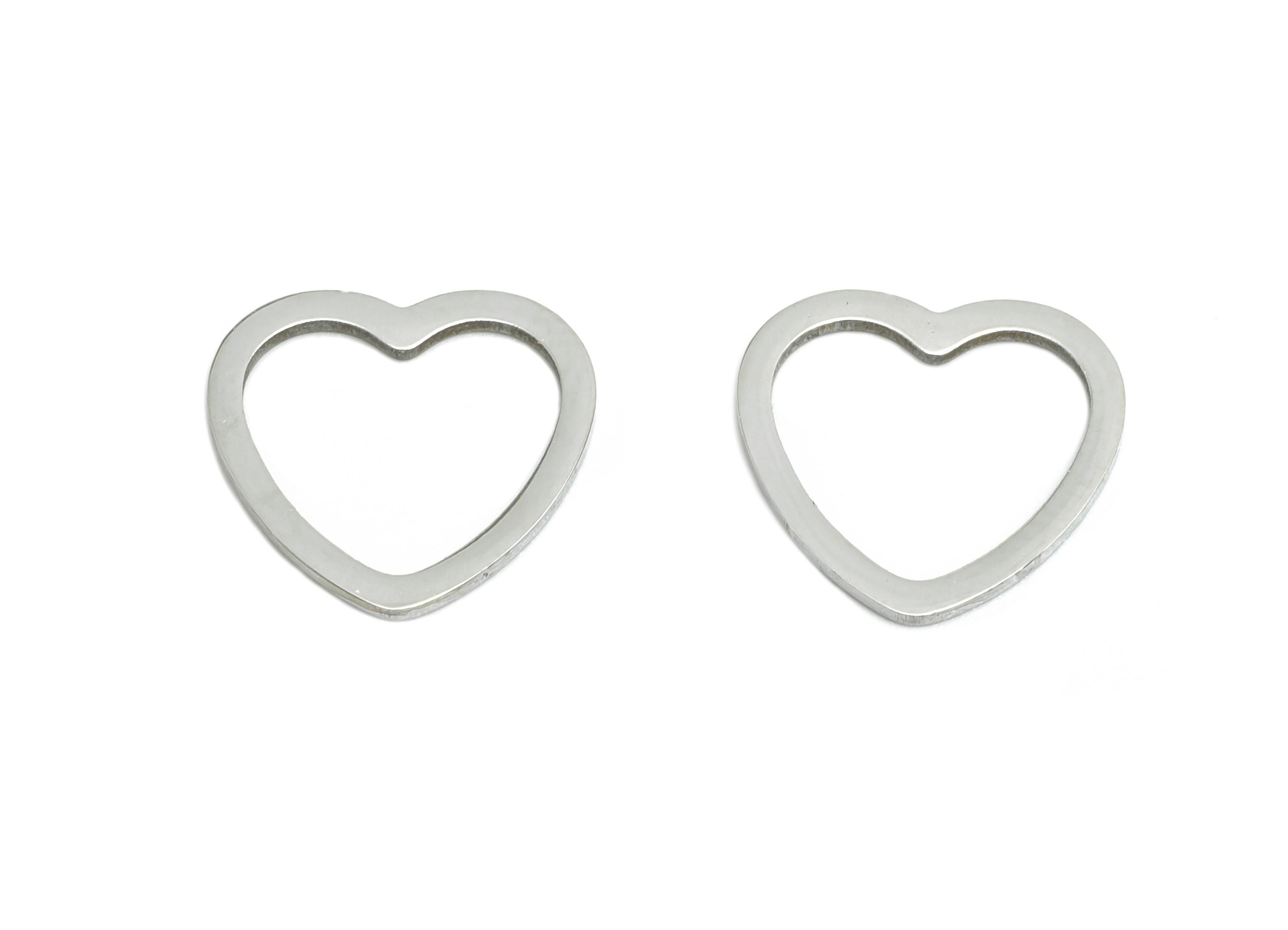 12mm Steel Heart Ring Earring Charms - Geometric Jewelry Connector for DIY Making - Hollow Metal DIY Jewelry - 11.9x10.8x0.8mm - SS2693 - DOMEDBAZAAR