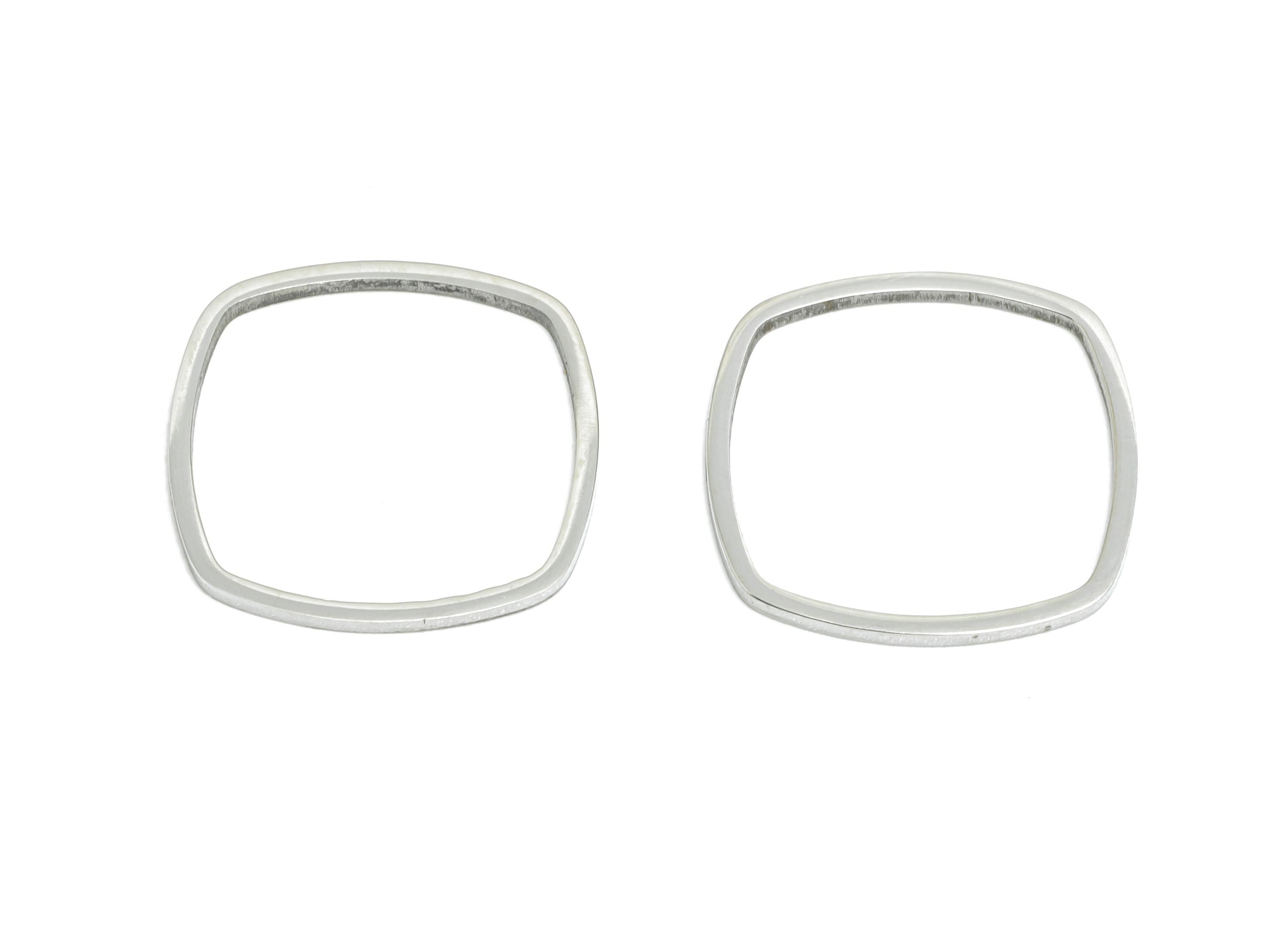 15mm Steel Square Ring Earring Charm - Geometric Jewelry Connector for DIY Making - Hollow Square Jewelry Charm - 15.7x15.7x0.9mm - SS2664