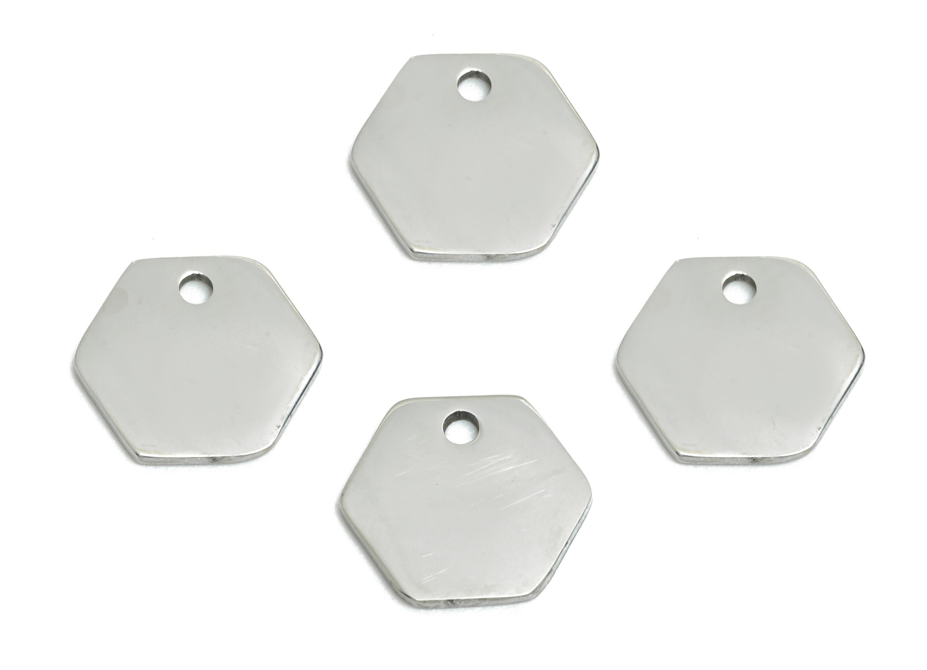Steel Hexagon Charm - Stainless Steel Geometric Jewelry - Metal Hexagon Jewelry Charm - DIY Bracelet Making Supplies -10.9x9.9x0.9mm -SS2684 - DOMEDBAZAAR