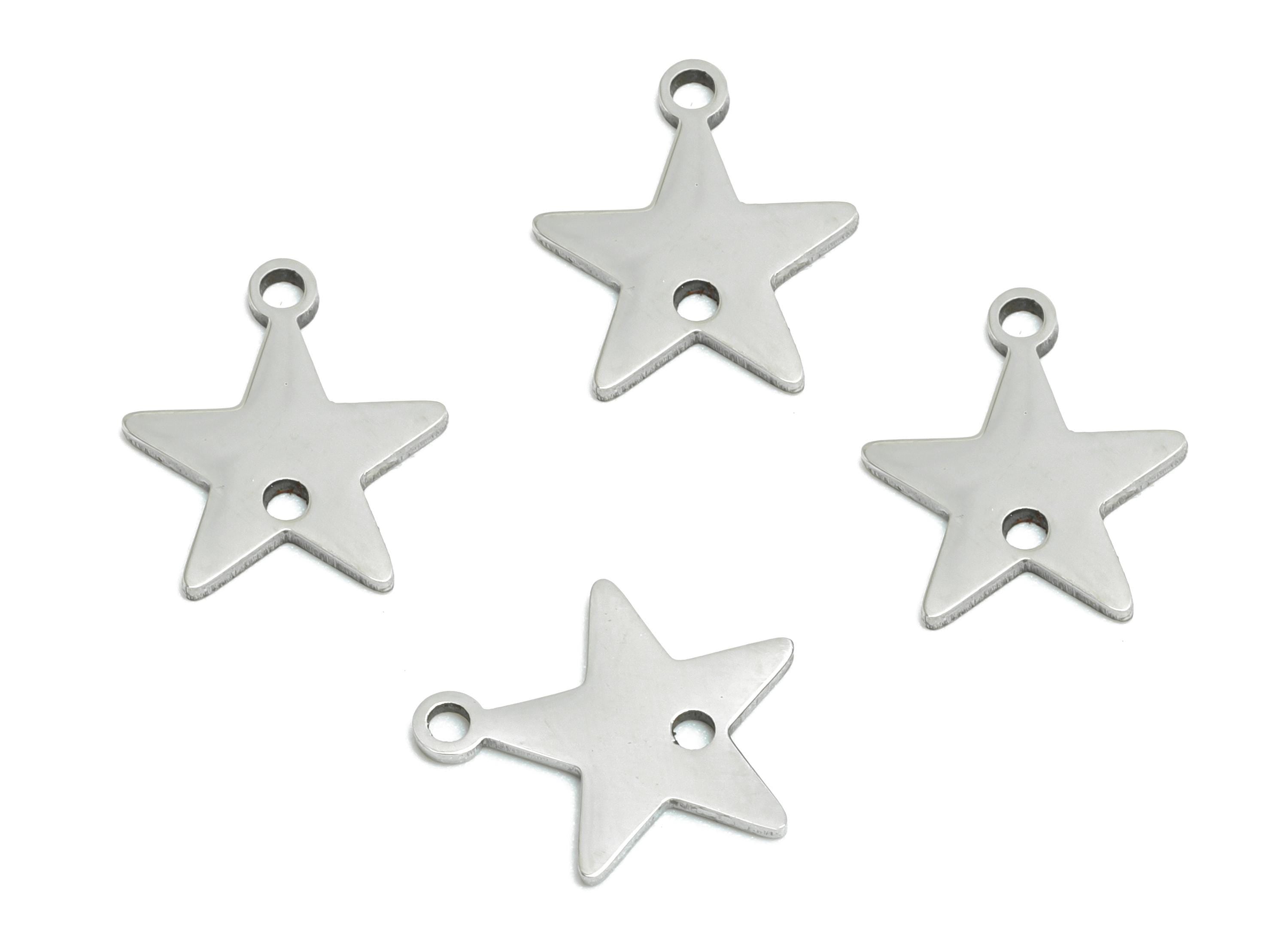 Stainless Steel Star Charm - Celestial Star Pendant - Five-Pointed Star Necklace Charm - Magical Star Jewelry Making - 21x19x0.98mm - SS2651 - DOMEDBAZAAR