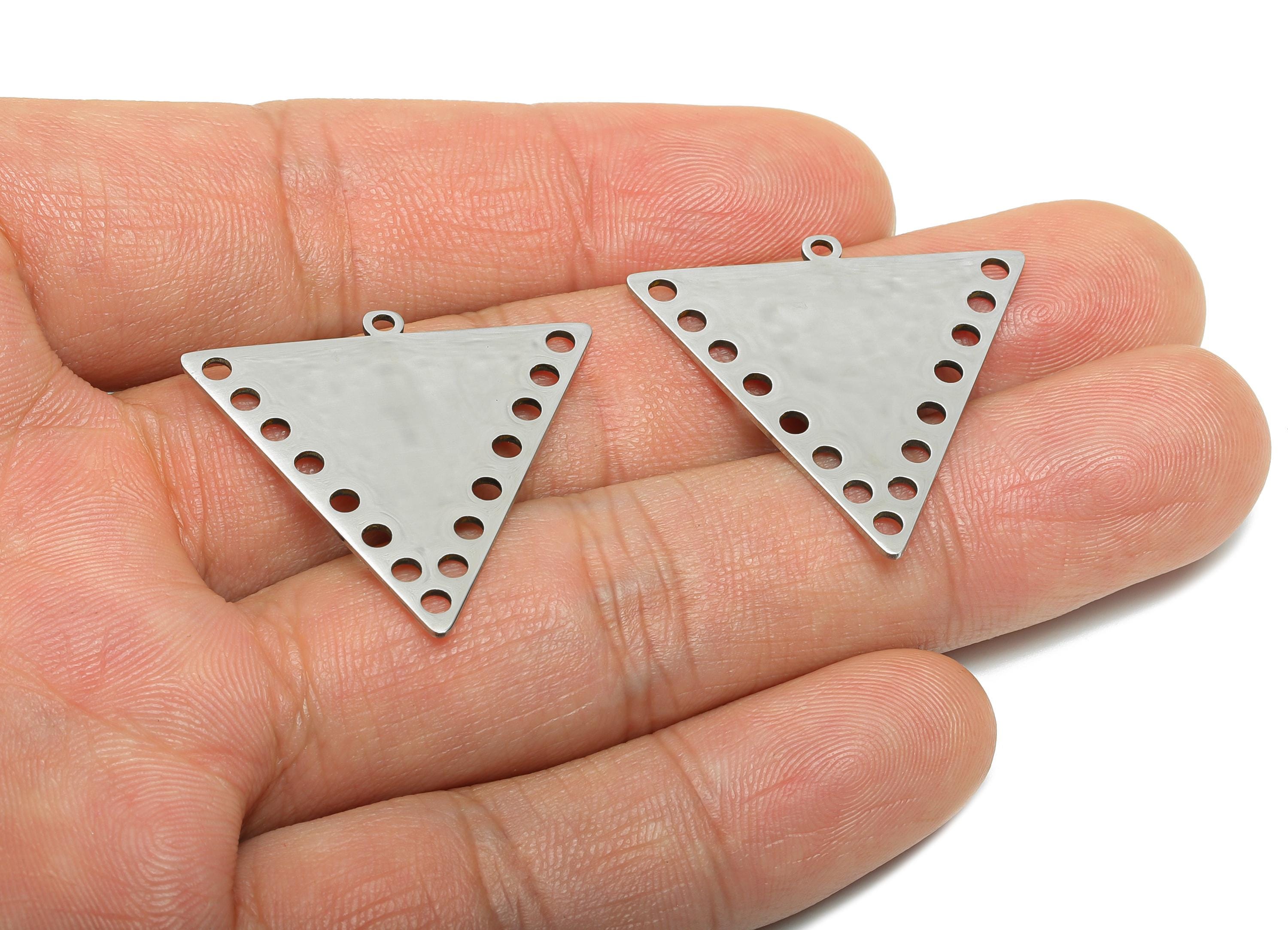Geometric Triangle Pendant - Stainless Steel Tribal Triangle Connector - Modern Boho Triangle Pendant - Stainless Steel - 29x29x1mm - SS2593 - DOMEDBAZAAR