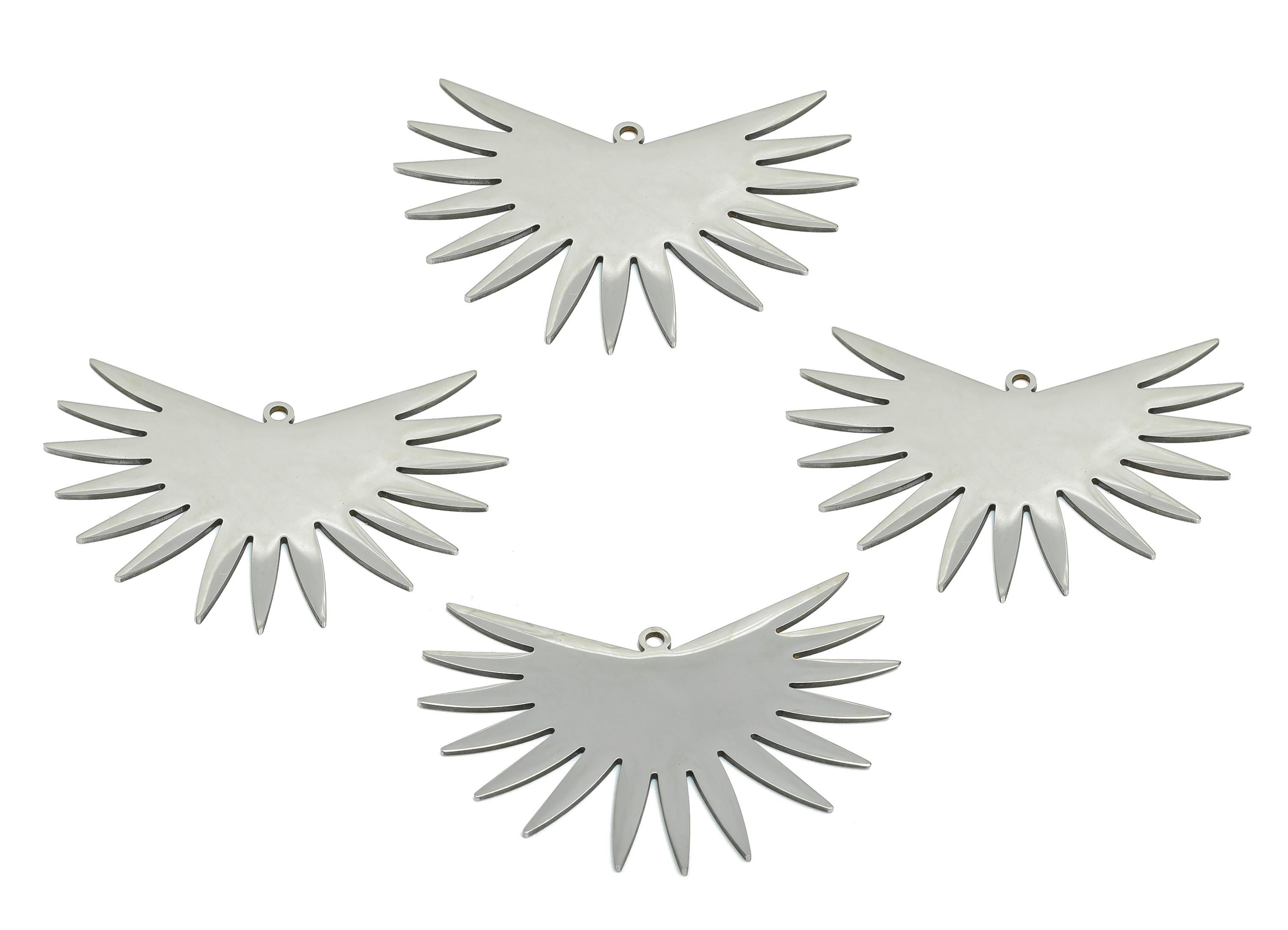 Sunburst Fan Charm - Stainless Steel Geometric Radiant Charm - Laser Cut Sun Ray Charm - Sun Necklace Charm - 42x29.3x0.98mm - SS2604 - DOMEDBAZAAR