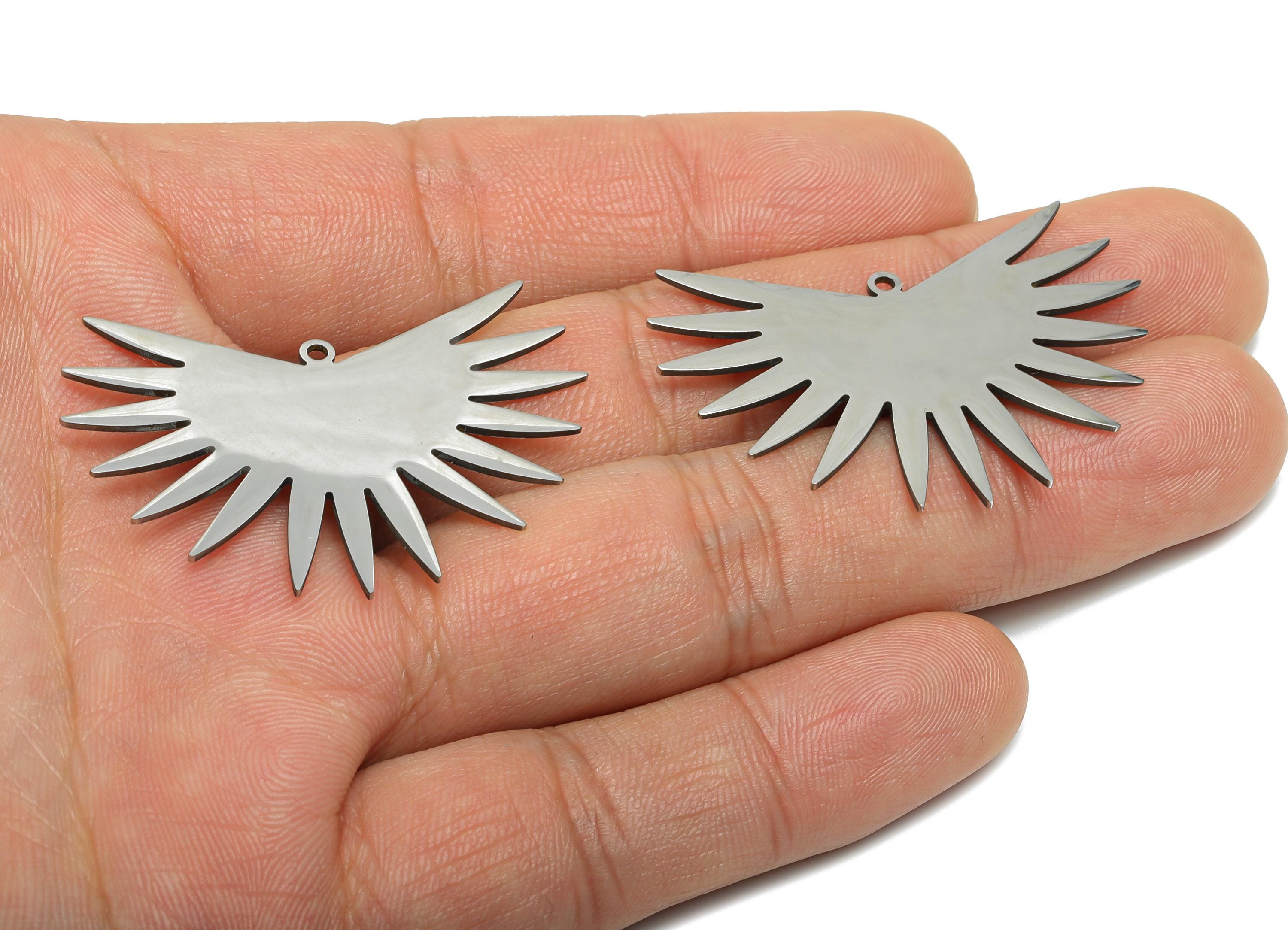 Sunburst Fan Charm - Stainless Steel Geometric Radiant Charm - Laser Cut Sun Ray Charm - Sun Necklace Charm - 42x29.3x0.98mm - SS2604 - DOMEDBAZAAR