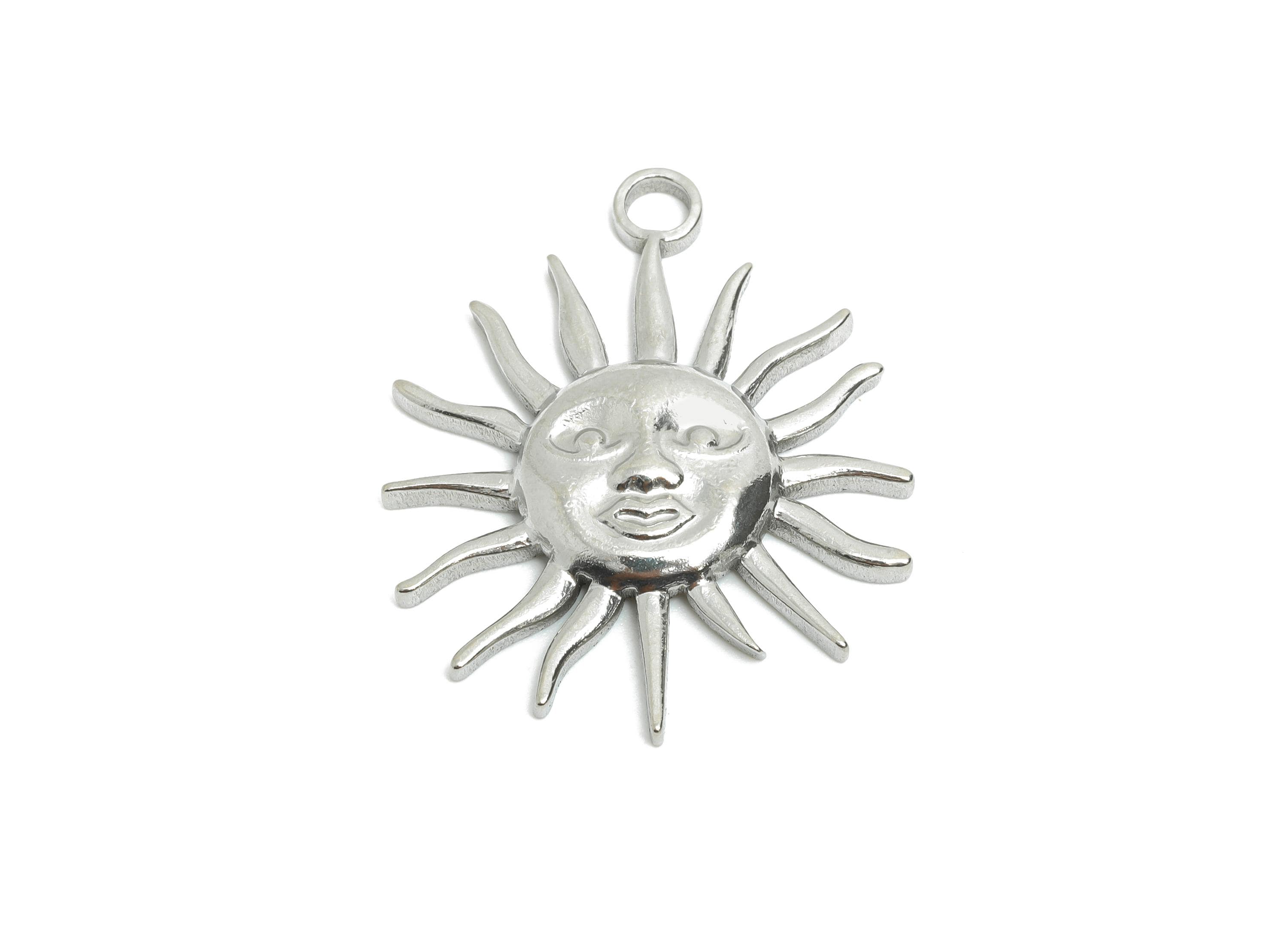 Handmade Sunburst Charms - Sun Pendant For Jewelry Making - Vintage Style Sun Charm - Celestial Sun Face Pendant - 29x24x3.52mm - SS2352 - DOMEDBAZAAR